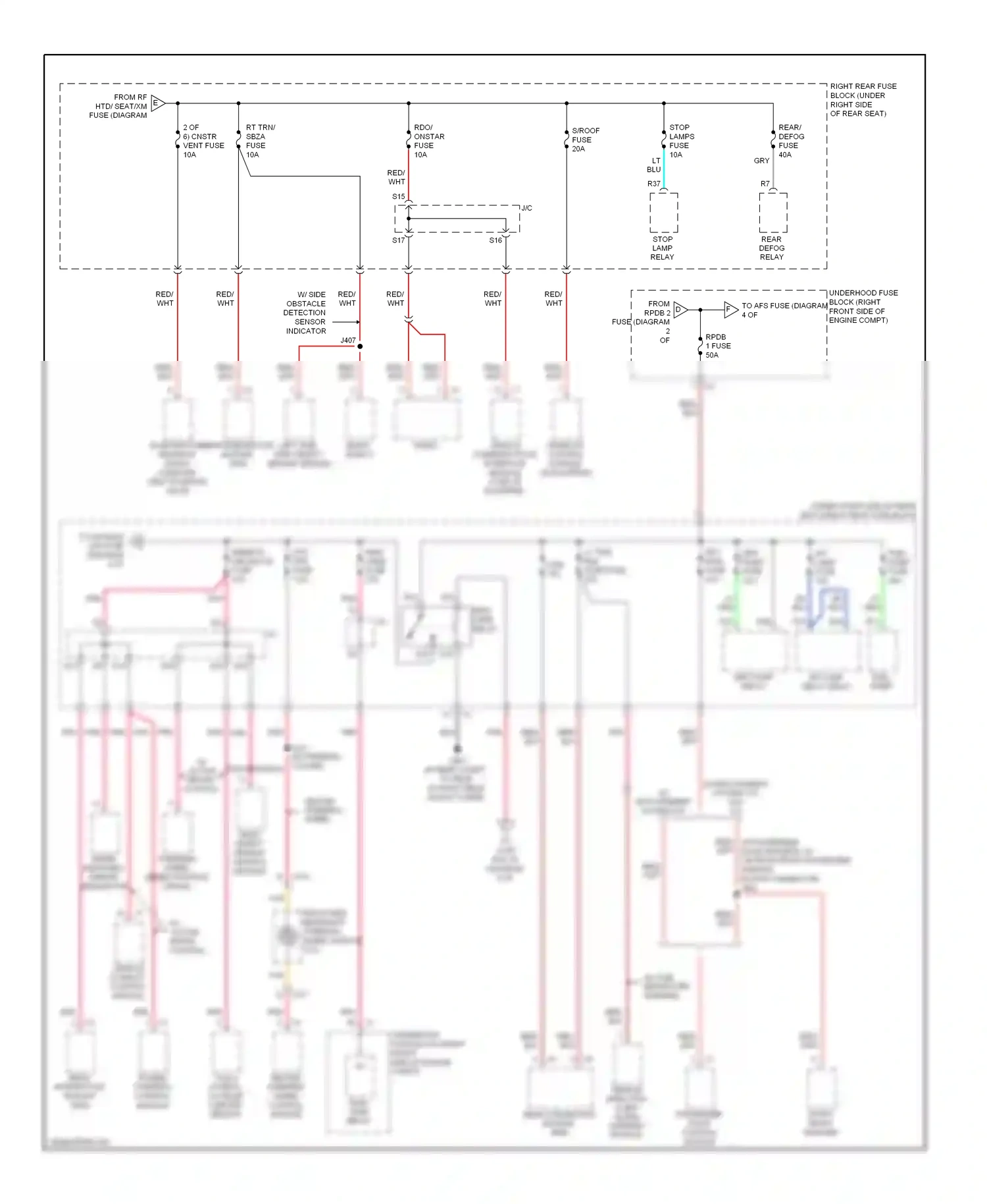 Cadillac STS I facelift (2007-2011) left side right side object object sensor sensor wiring diagram  (1 of 1)
