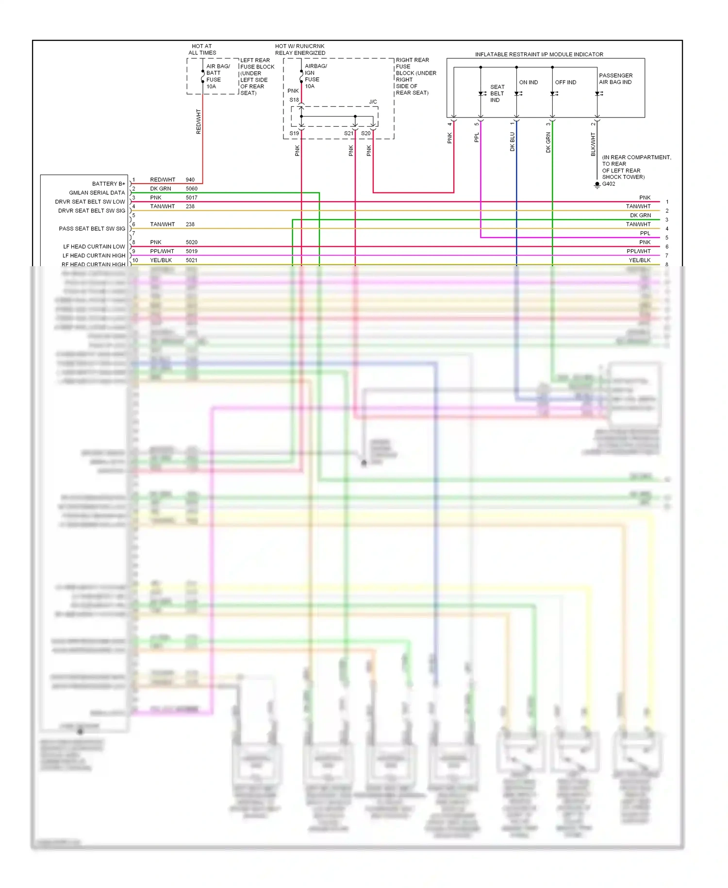 Cadillac STS I facelift (2007-2011) ppl occ sensor serial data wiring diagram  (1 of 1)