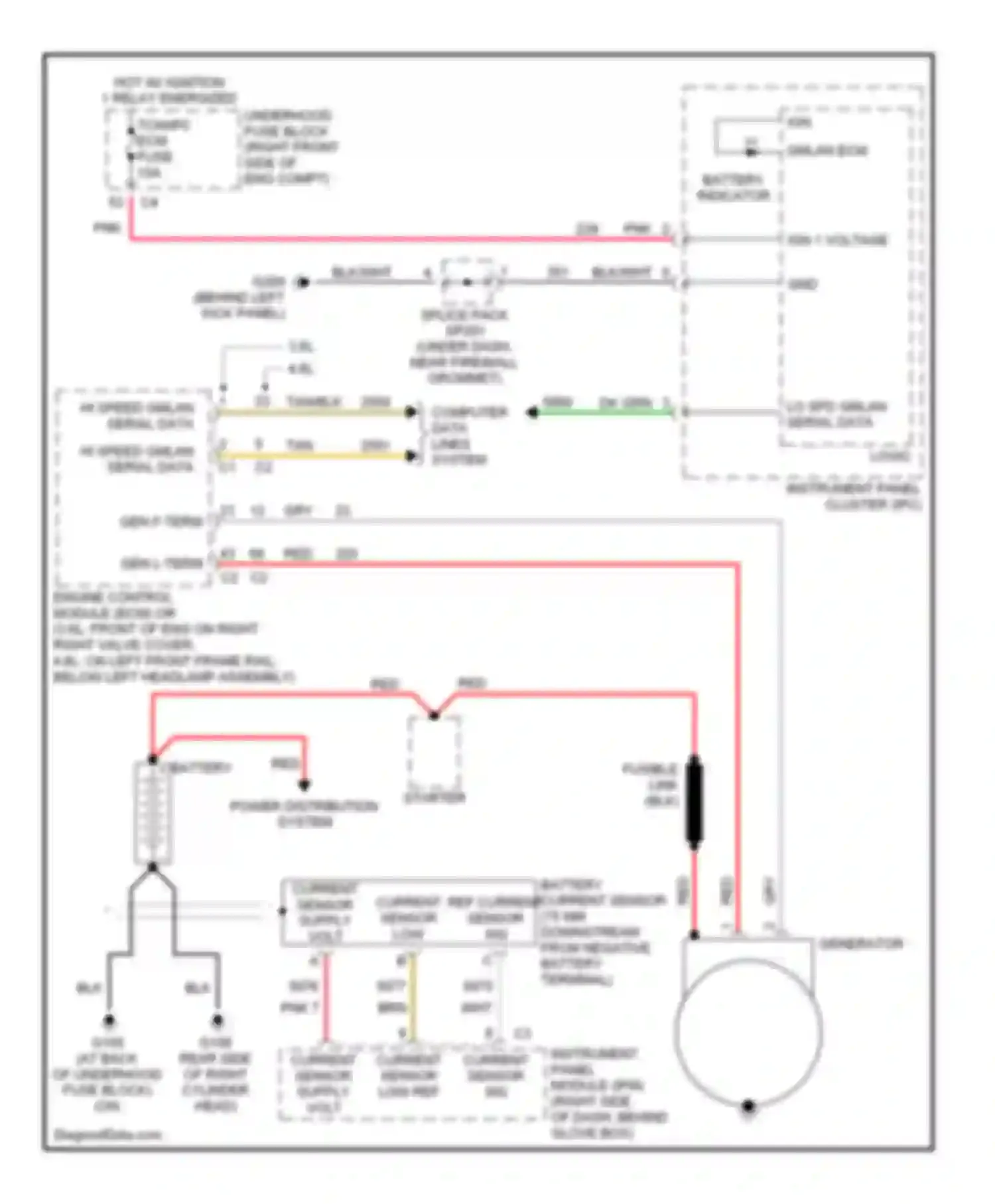 Wiring diagram hot w/ ignition 1 relay energized for Cadillac STS I (2004-2007) (1 of 1)