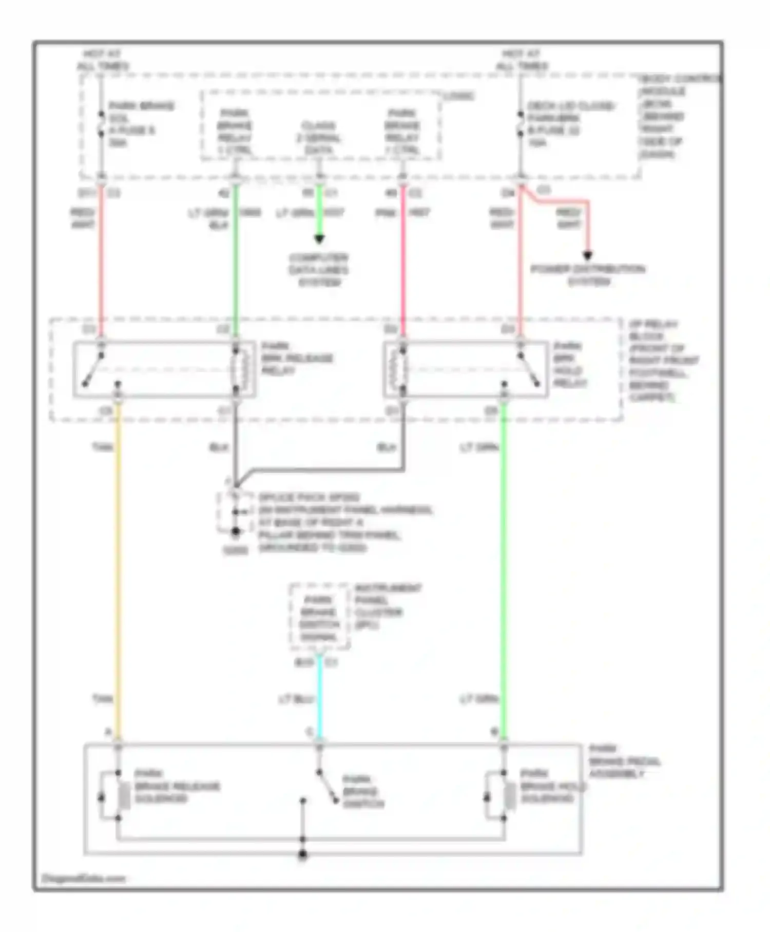 Wiring diagram park brk hold relay for Cadillac XLR I (2003-2009) (1 of 1)