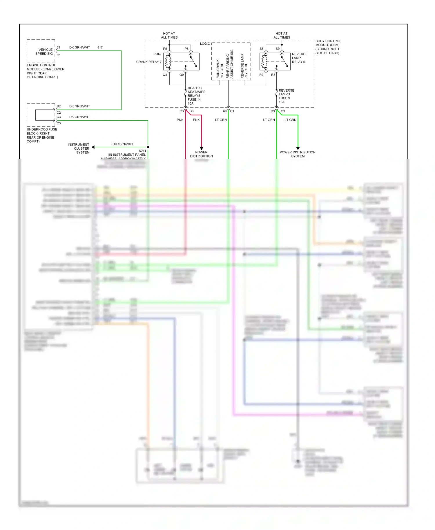 Cadillac XLR I (2003-2009) rear object sensor control module (behind rear compartment stowage trim panel) wiring diagram  (1 of 1)