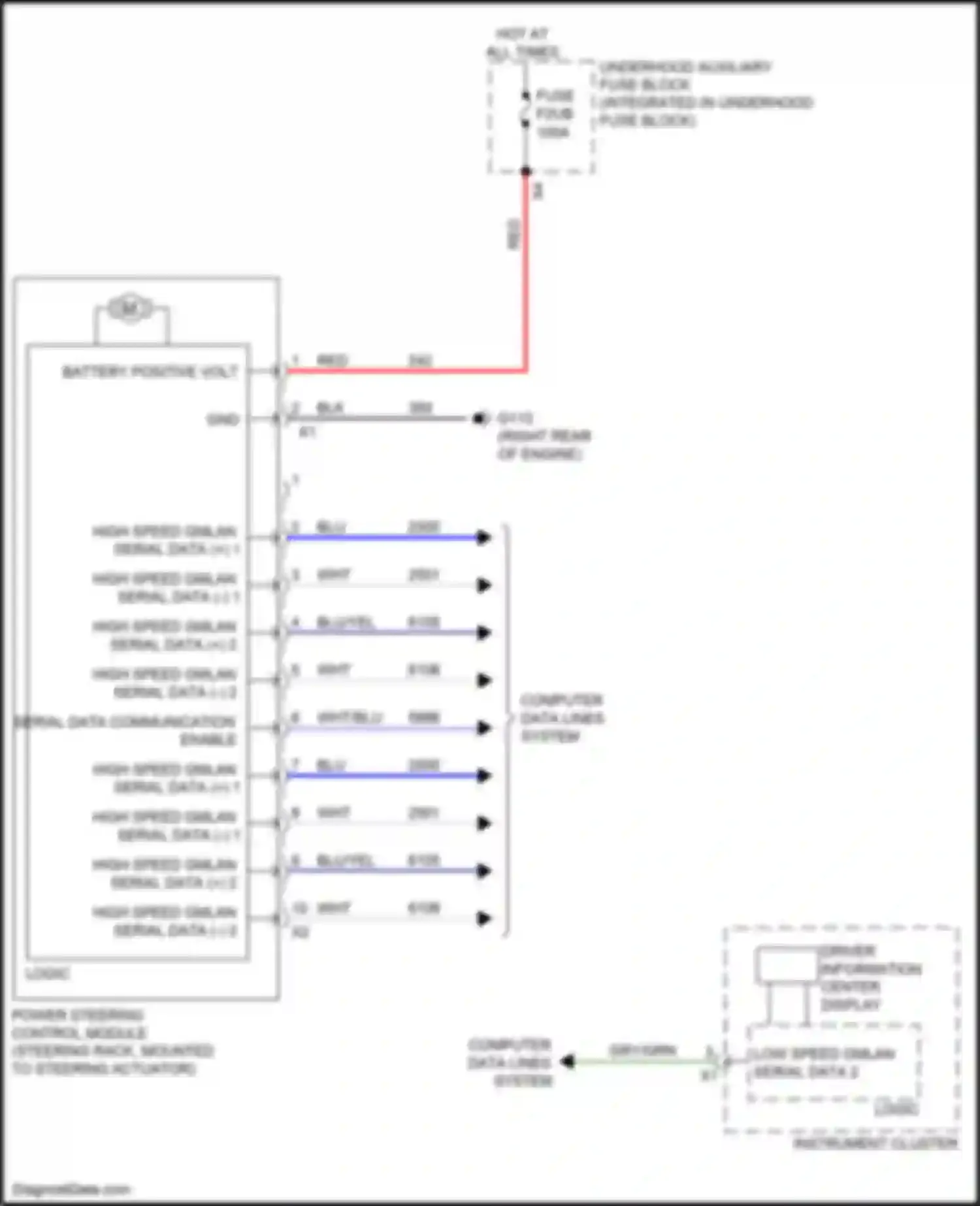 Wiring diagram battery positive volt for Cadillac XT4 I (2018-2023) (1 of 5)