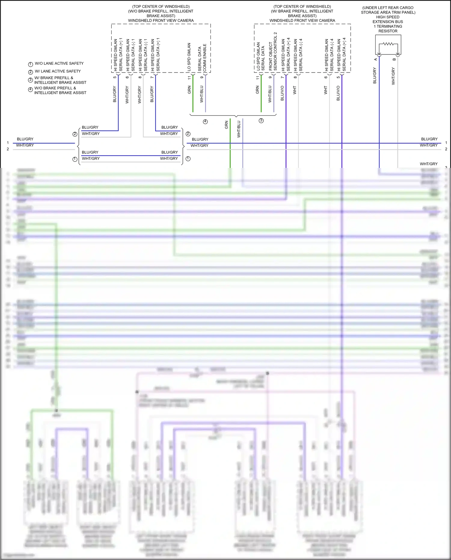 Cadillac XT4 I (2018-2023) front object wiring diagram  (1 of 2)