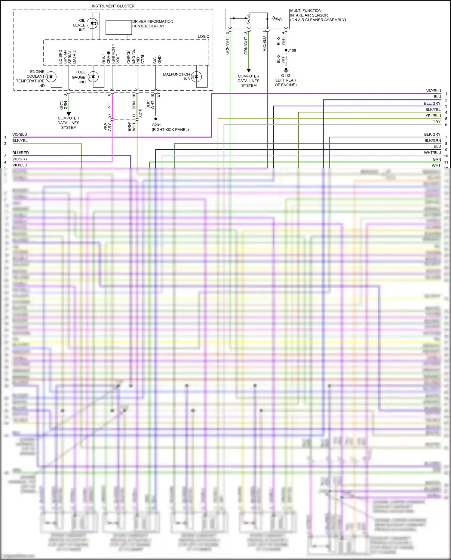 Cadillac XT4 I (2018-2023) multi-function intake air sensor wiring diagram  (2 of 2)
