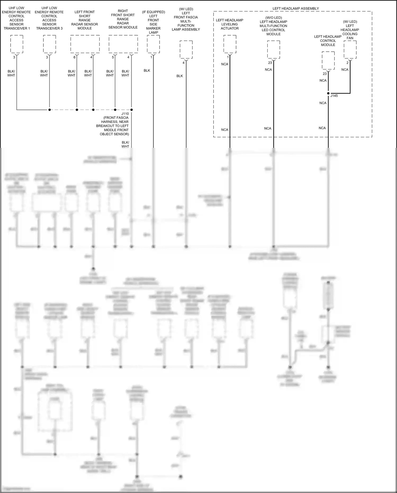 Cadillac XT5 I facelift (2019-2024) left front short range radar sensor module wiring diagram  (3 of 3)