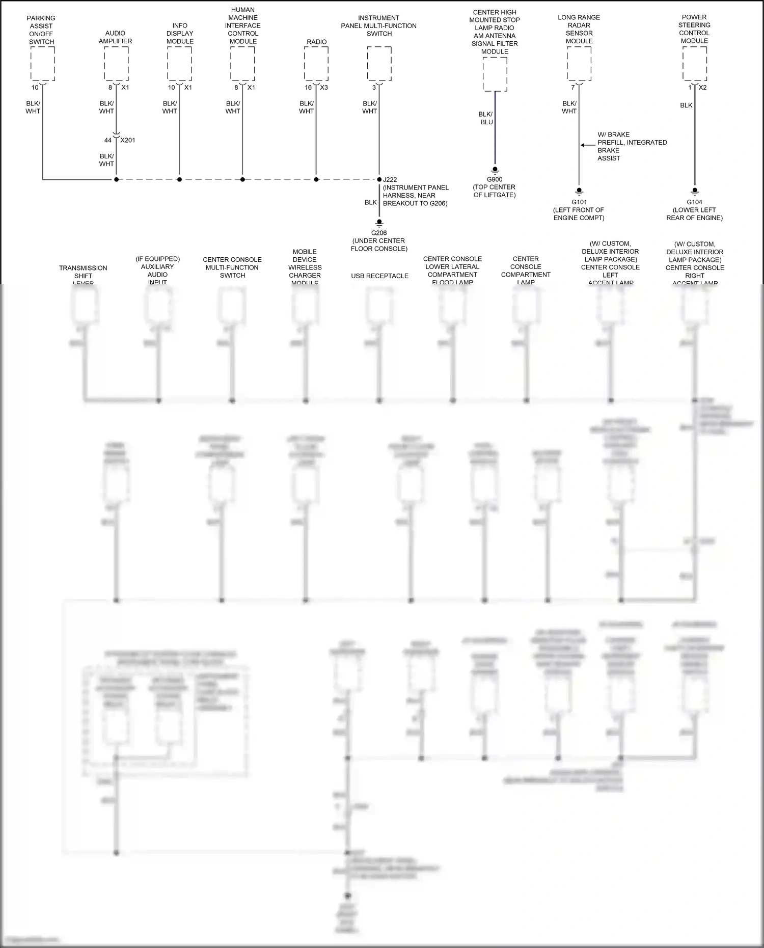 Cadillac XT5 I (2016-2019) center console multi-function switch wiring diagram  (2 of 5)