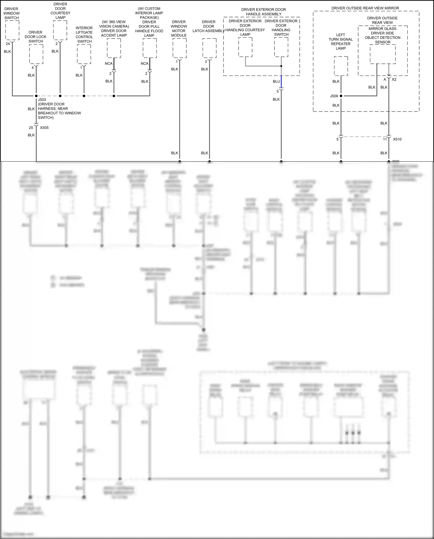 Cadillac XT5 I (2016-2019) driver window switch wiring diagram  (3 of 9)