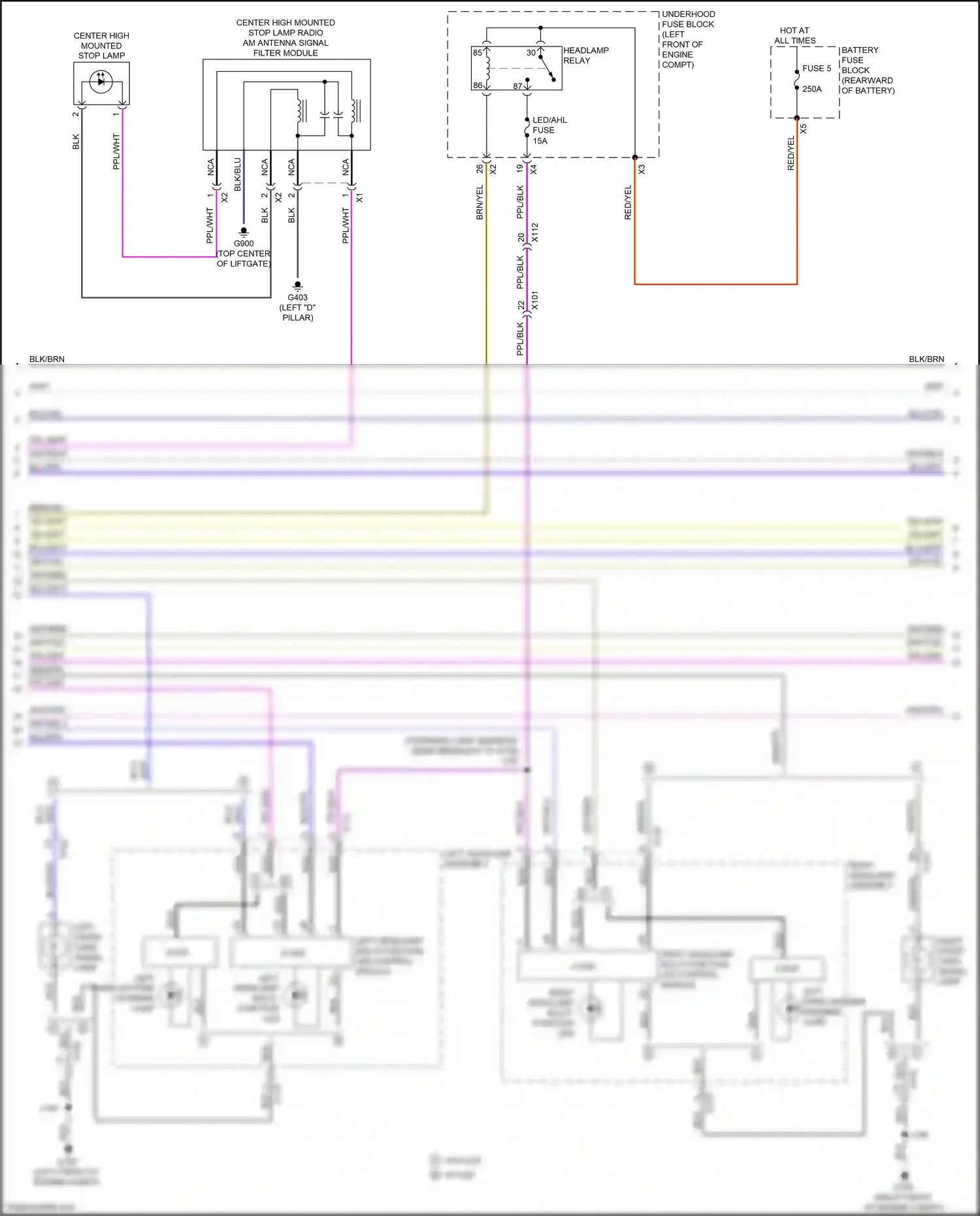 Cadillac XT5 I (2016-2019) left headlamp multi-function led control module wiring diagram  (1 of 2)