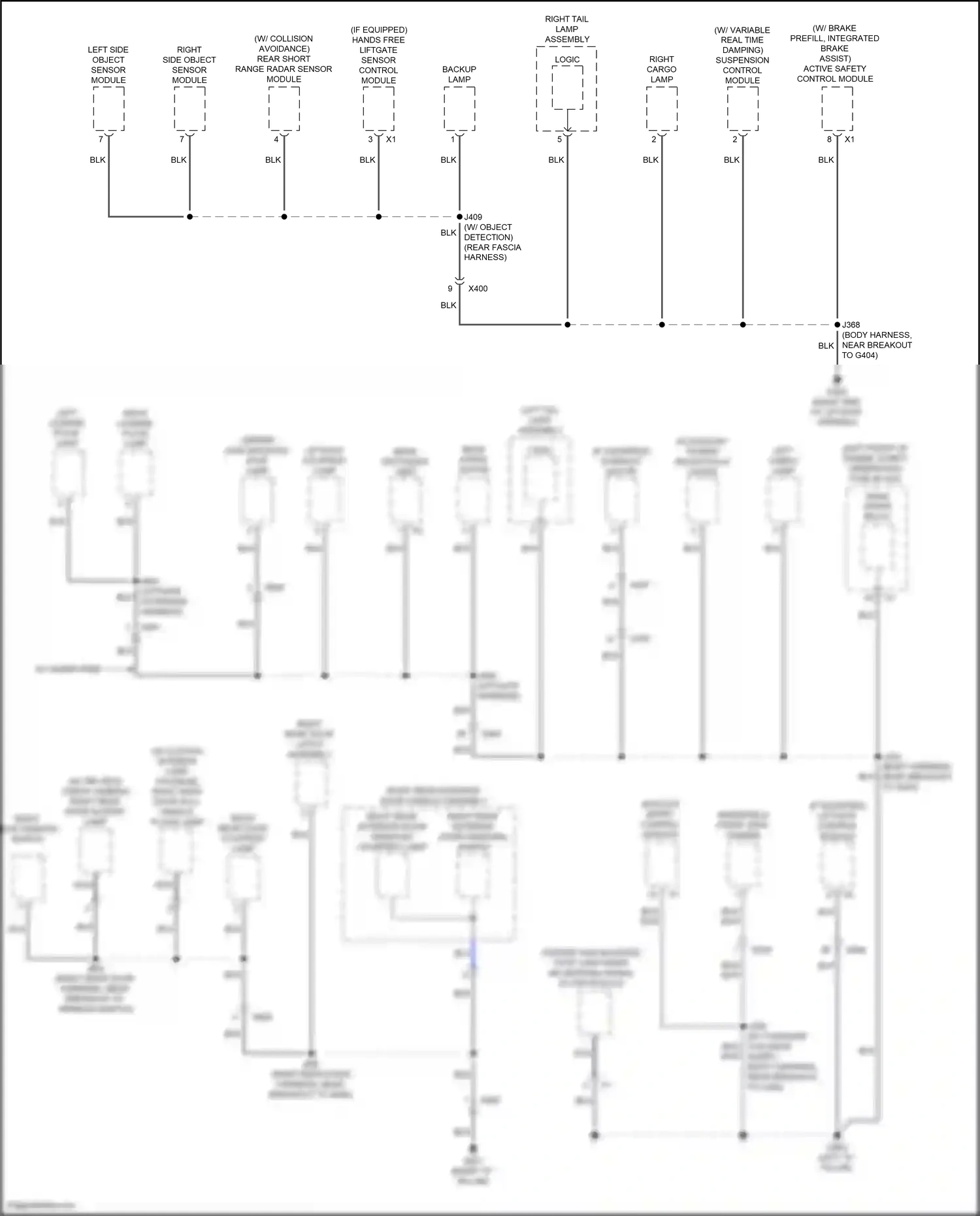 Cadillac XT5 I (2016-2019) left side object sensor module wiring diagram  (2 of 3)