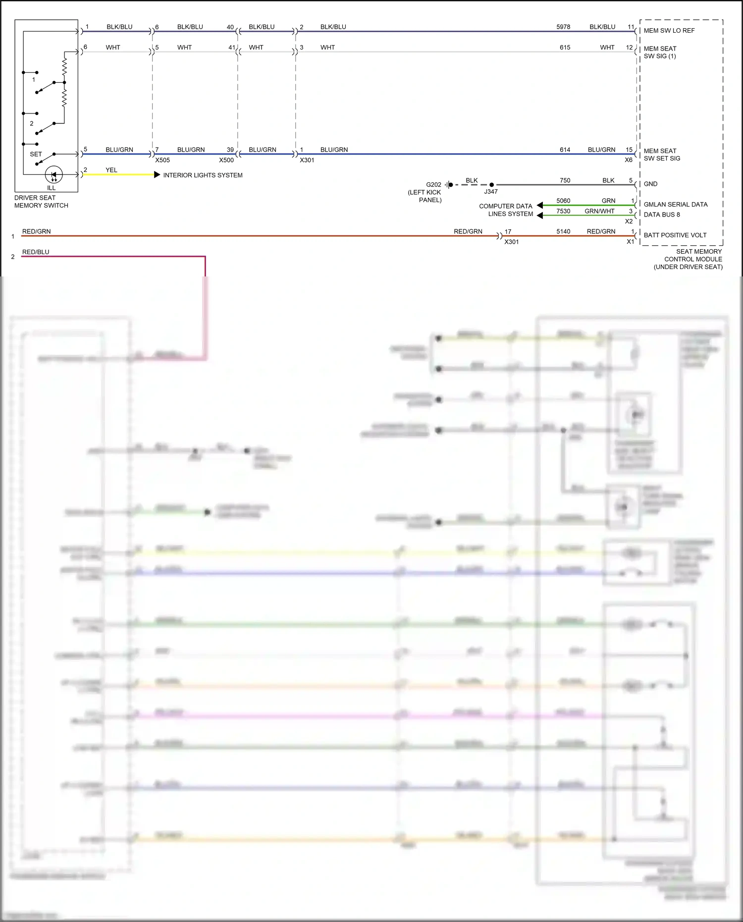 Cadillac XT5 I (2016-2019) seat memory control module wiring diagram  (4 of 7)