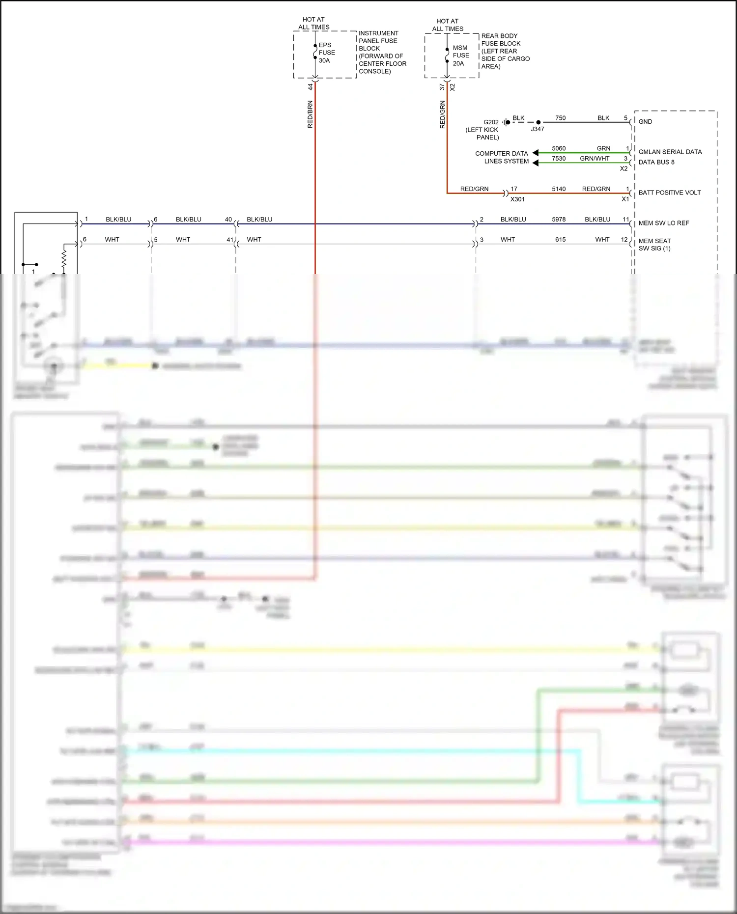 Cadillac XT5 I (2016-2019) seat memory control module wiring diagram  (5 of 7)