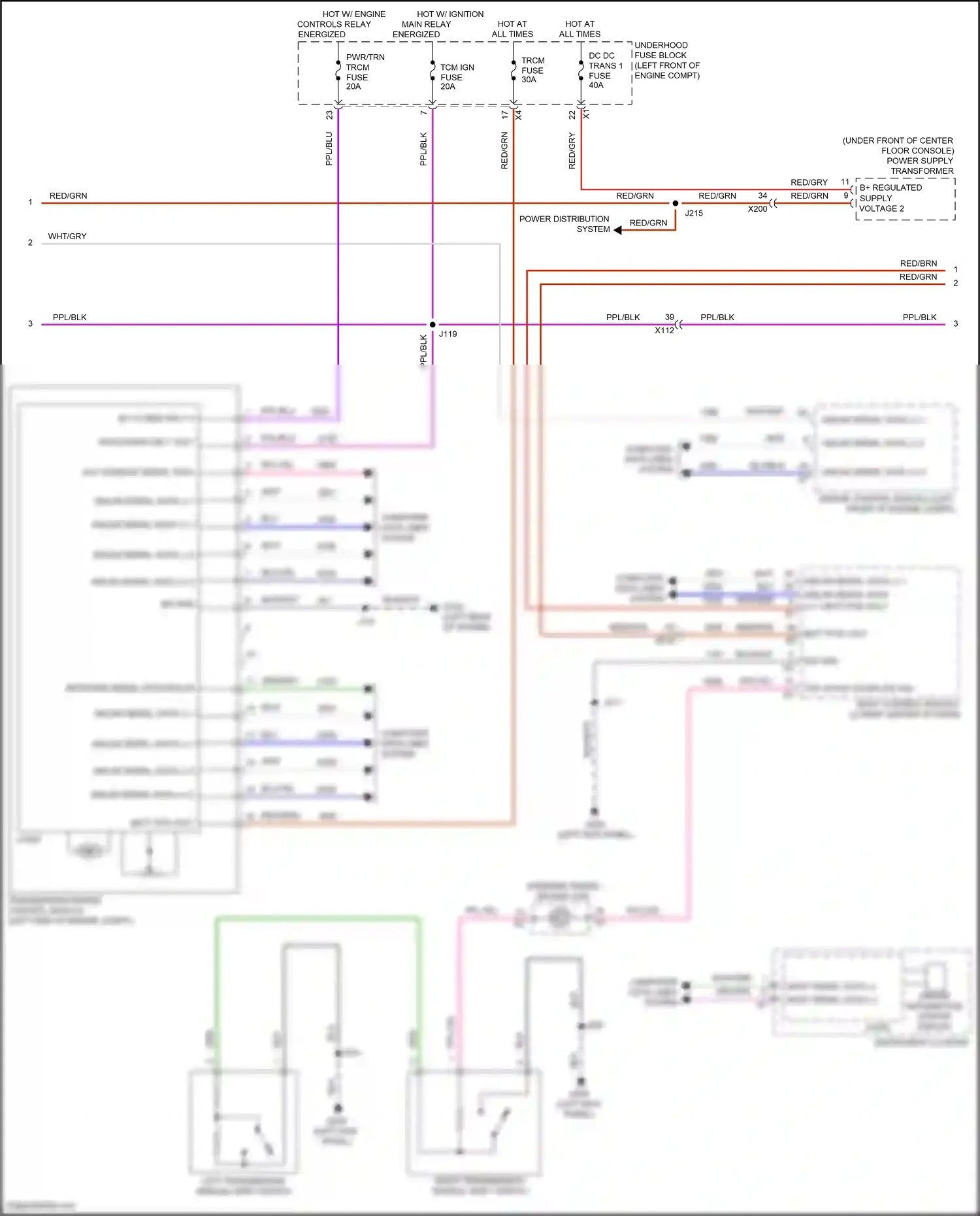 Cadillac XT5 I (2016-2019) transmission range control module wiring diagram  (1 of 5)