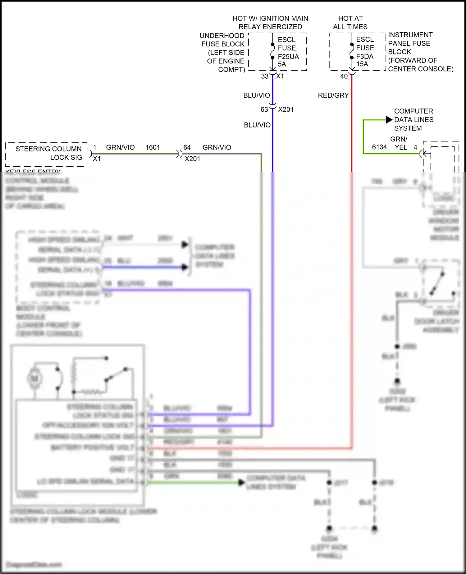 Cadillac XT6 I (2019-2024) keyless entry control module wiring diagram  (1 of 10)