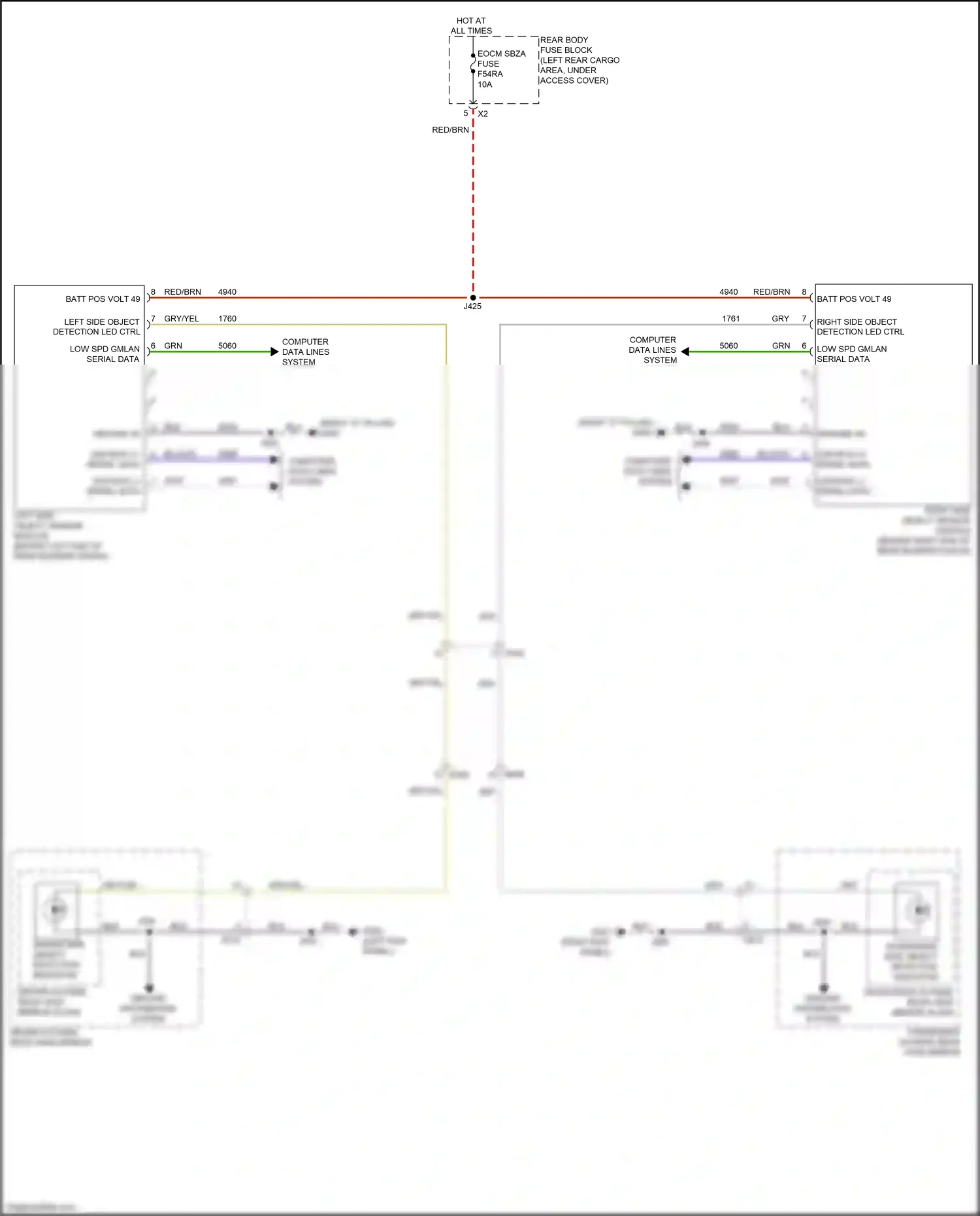 Cadillac XT6 I (2019-2024) left side object sensor module wiring diagram  (1 of 4)