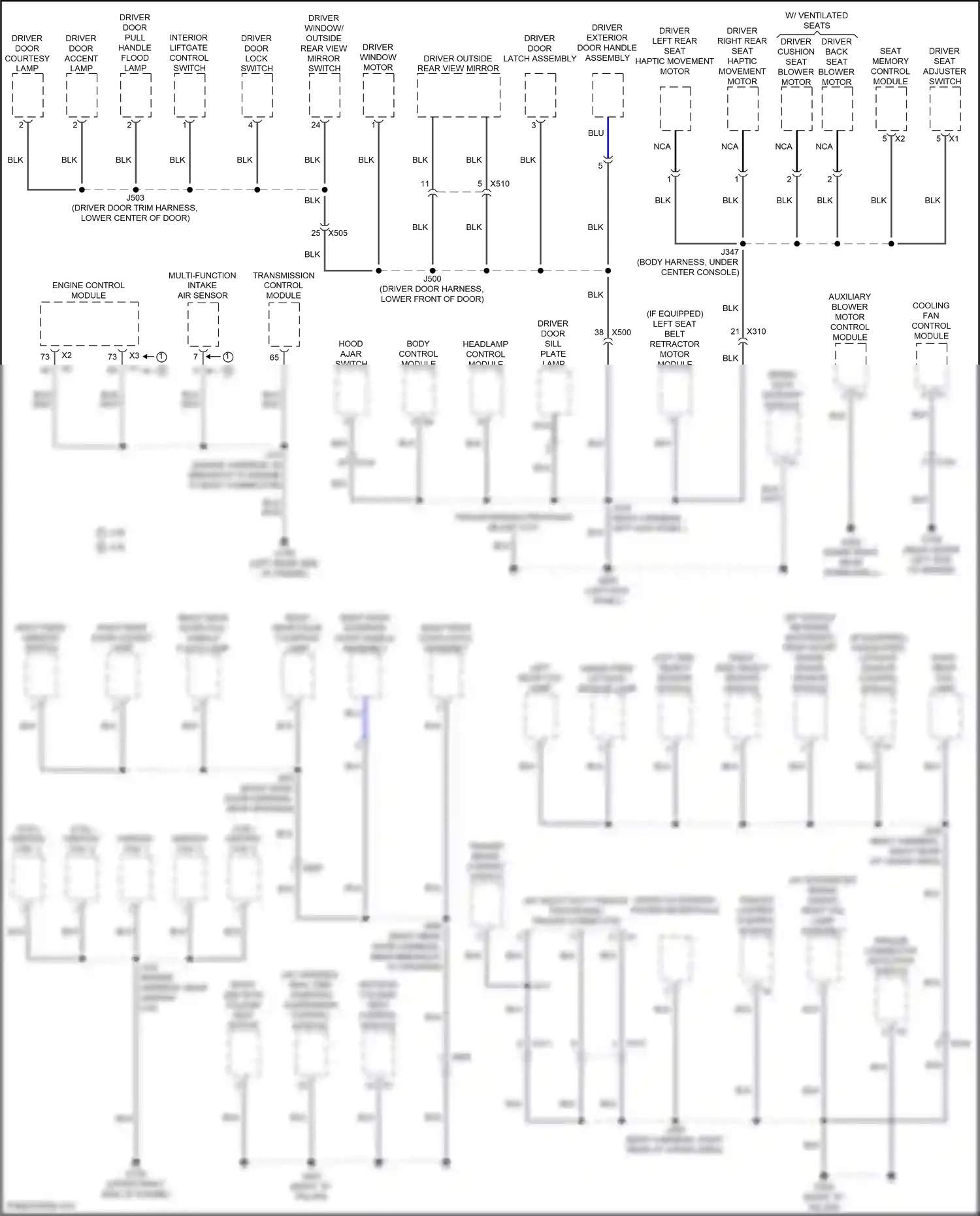 Cadillac XT6 I (2019-2024) left side object sensor module wiring diagram  (3 of 4)