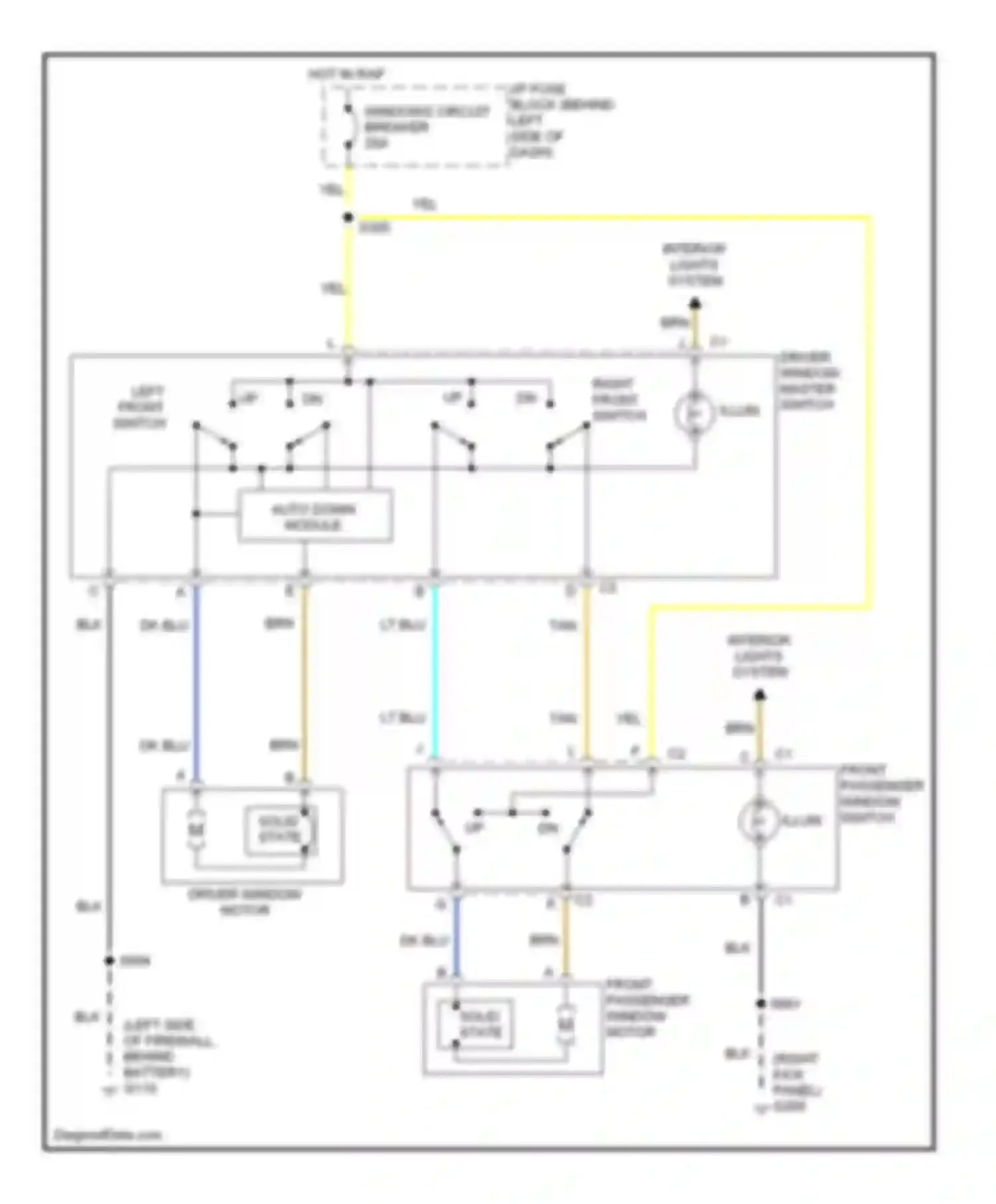 Wiring diagram driver window master switch for Chevrolet Astro I (1985-2005) (2 of 2)
