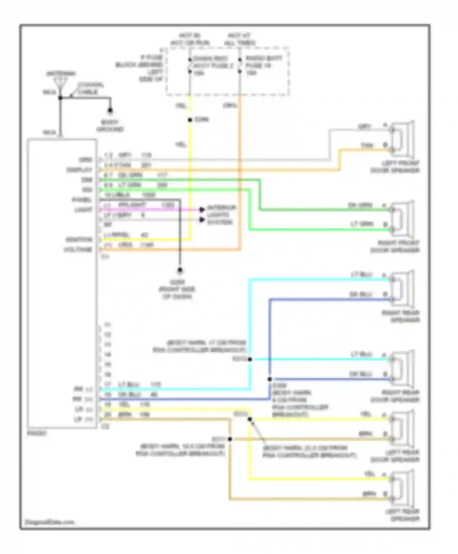 Wiring diagram right rear speaker for Chevrolet Astro I (1985-2005) (1 of 3)