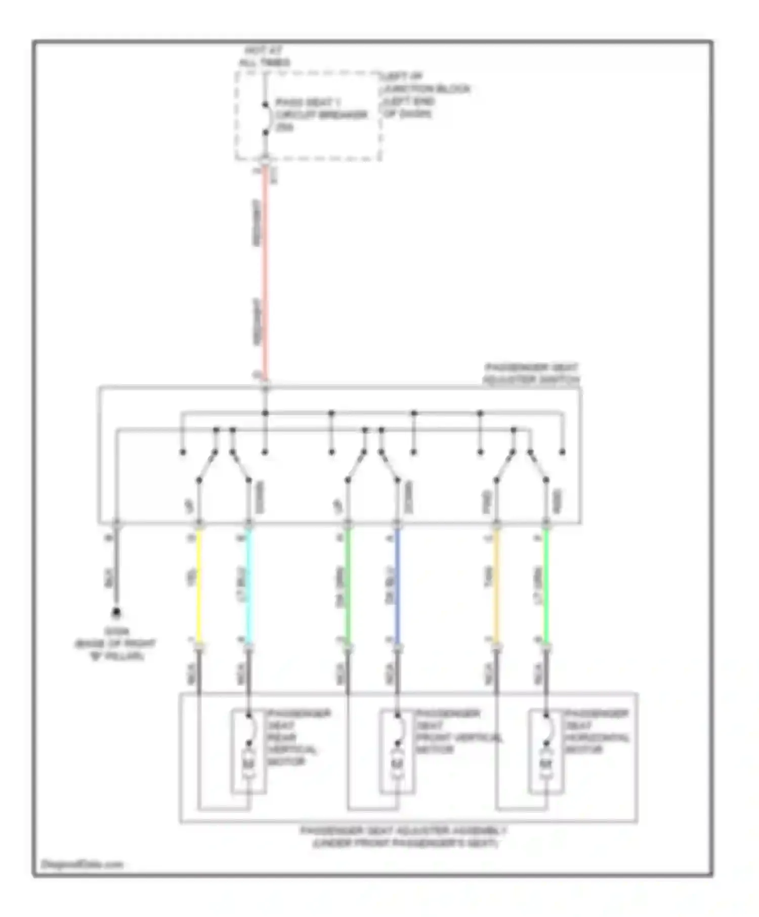 Wiring diagram passenger seat front vertical motor for Chevrolet Avalanche II (2006-2013) (1 of 2)