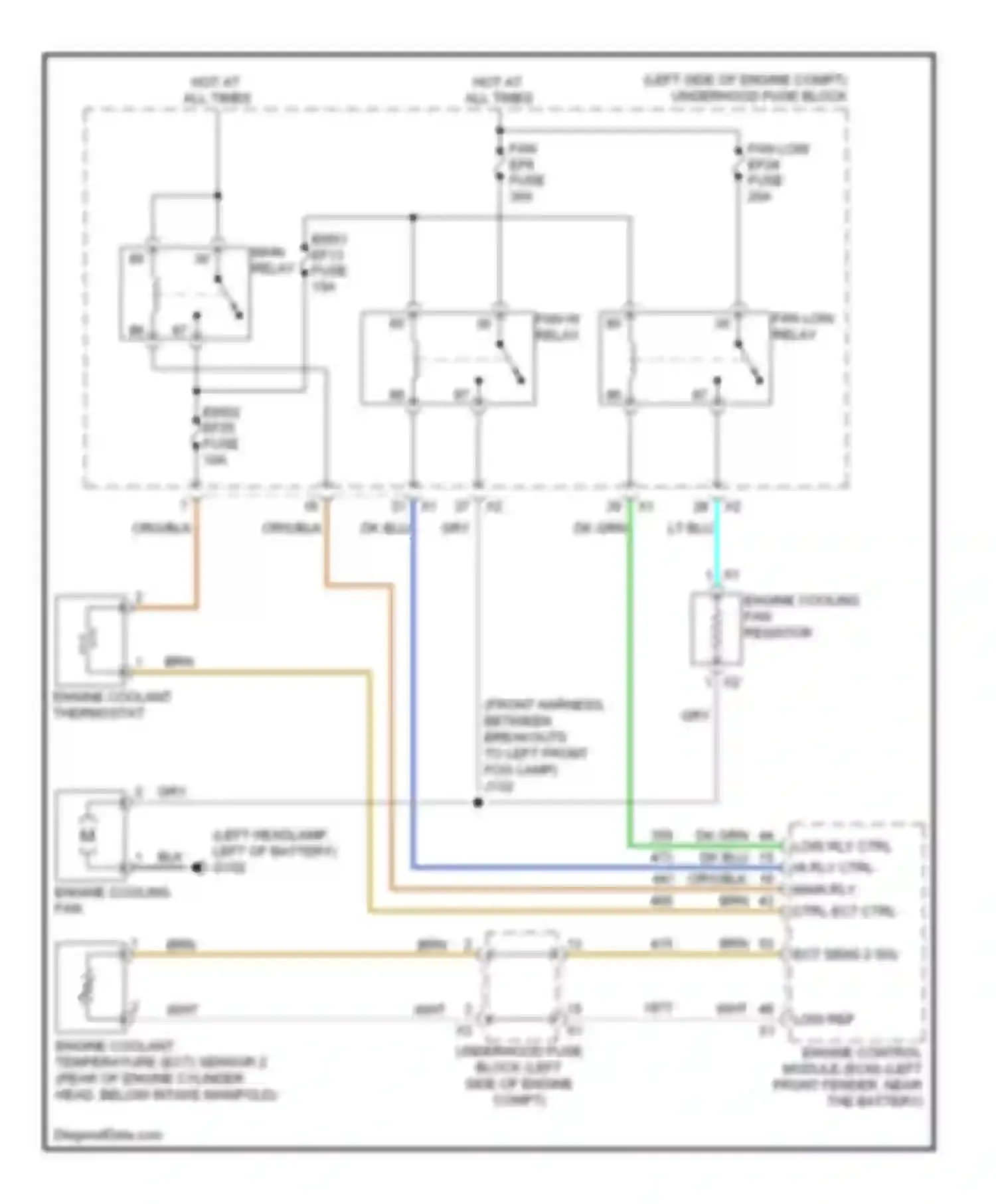 Aveo Chevrolet I facelift (2006-2012): Cooling fan circuit