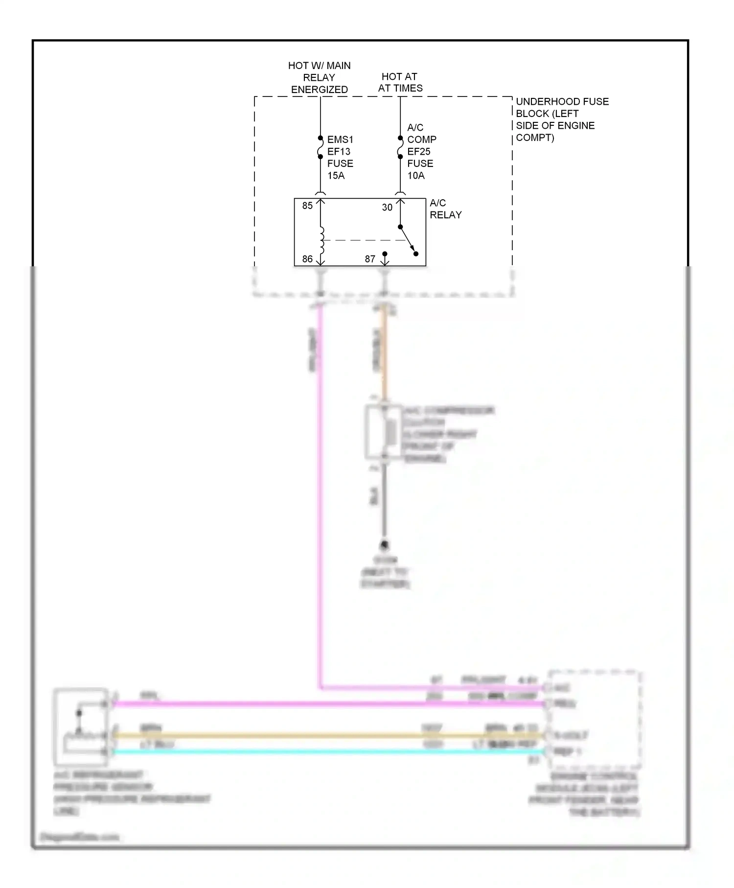 Chevrolet Aveo I facelift (2006-2012) a/c comp wiring diagram  (1 of 3)