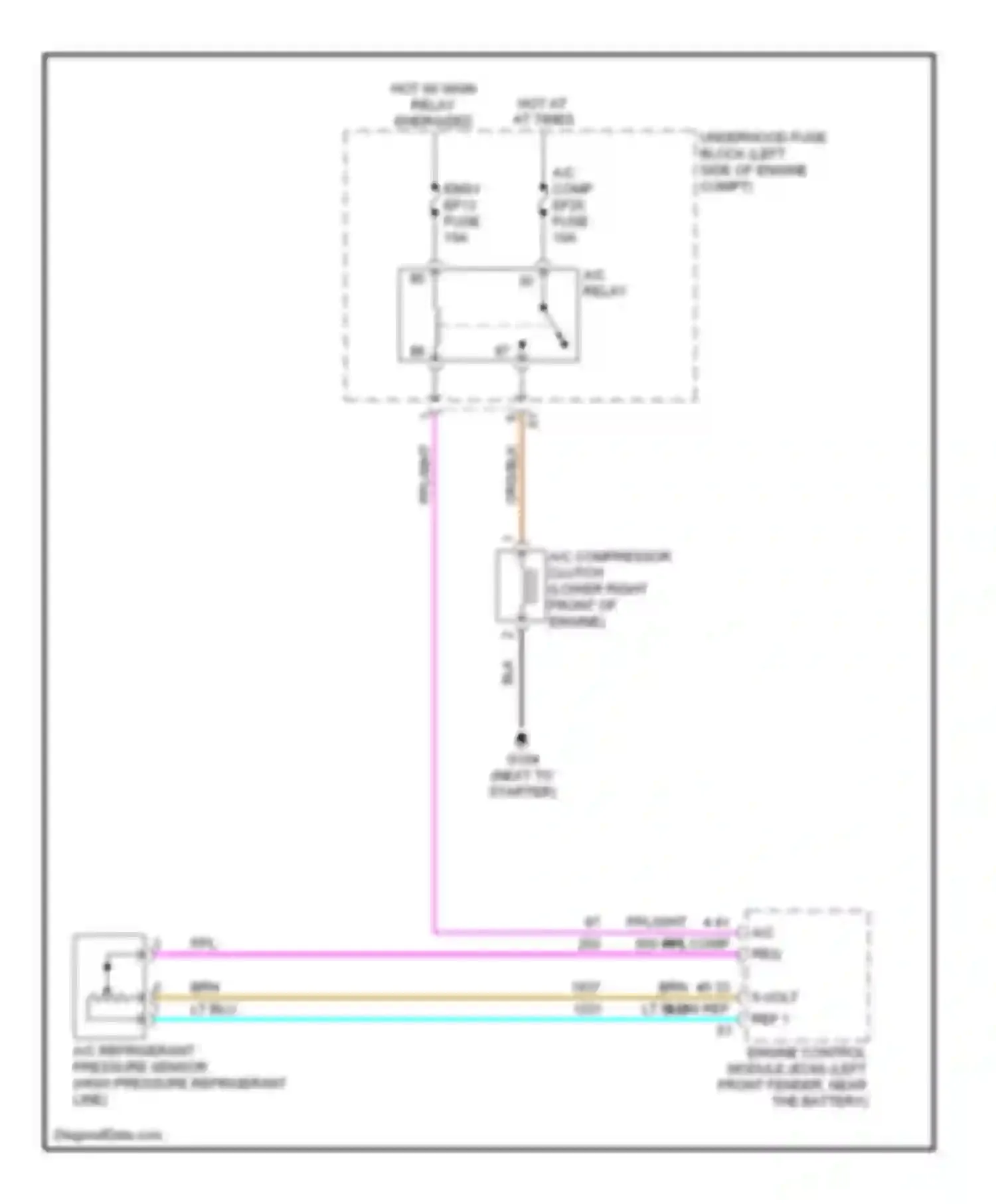 Wiring diagram a/c relay for Chevrolet Aveo I facelift (2006-2012) (2 of 6)