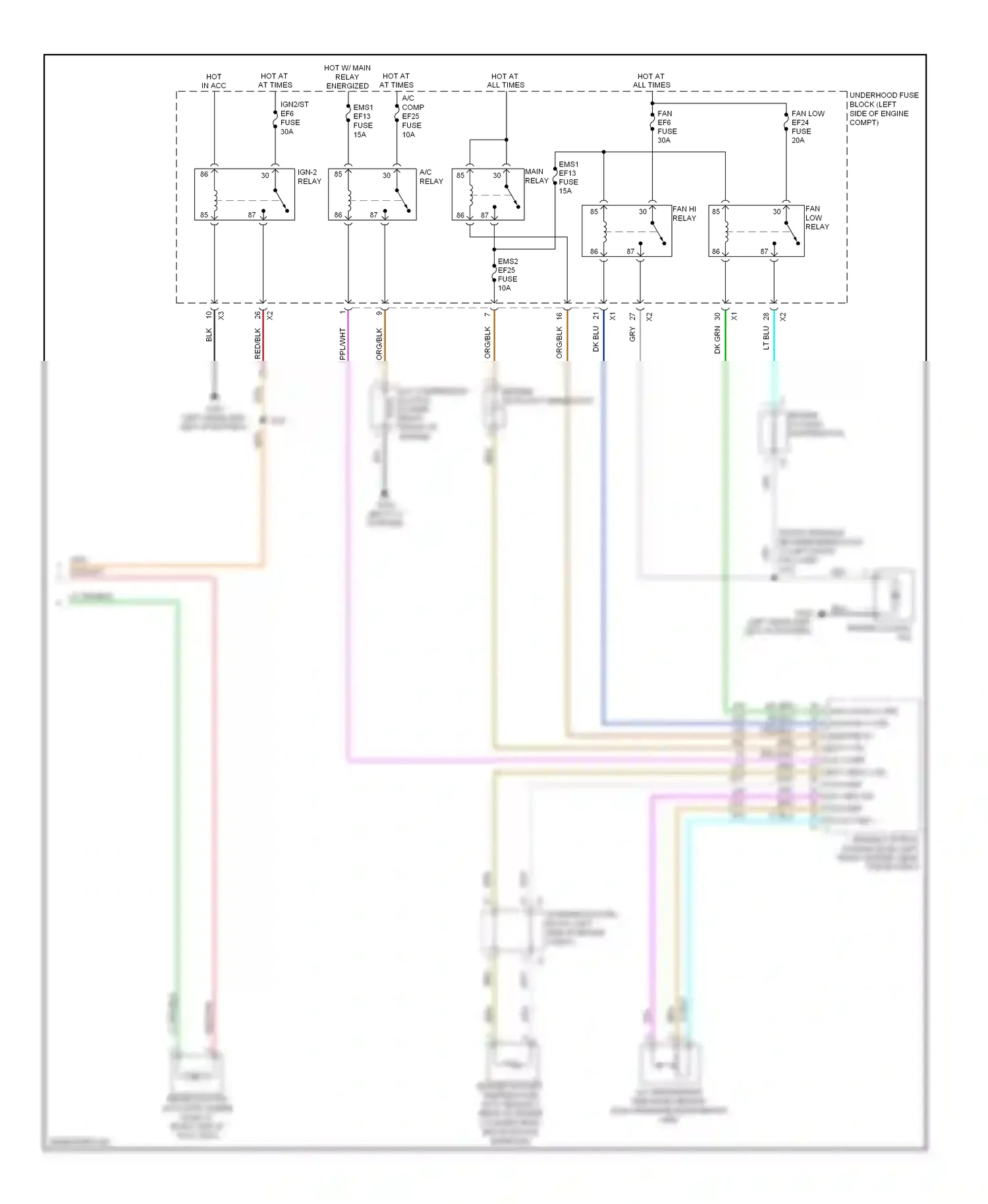 Wiring diagram engine cooling fan for Chevrolet Aveo I facelift (2006-2012) (4 of 4)