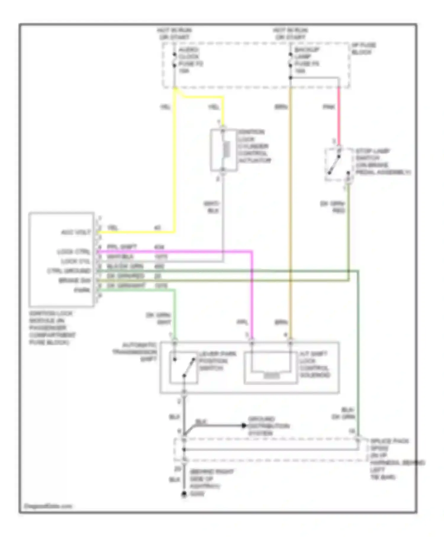 Wiring diagram a/t shift lock control solenoid for Chevrolet Aveo I (2003-2008) (1 of 1)