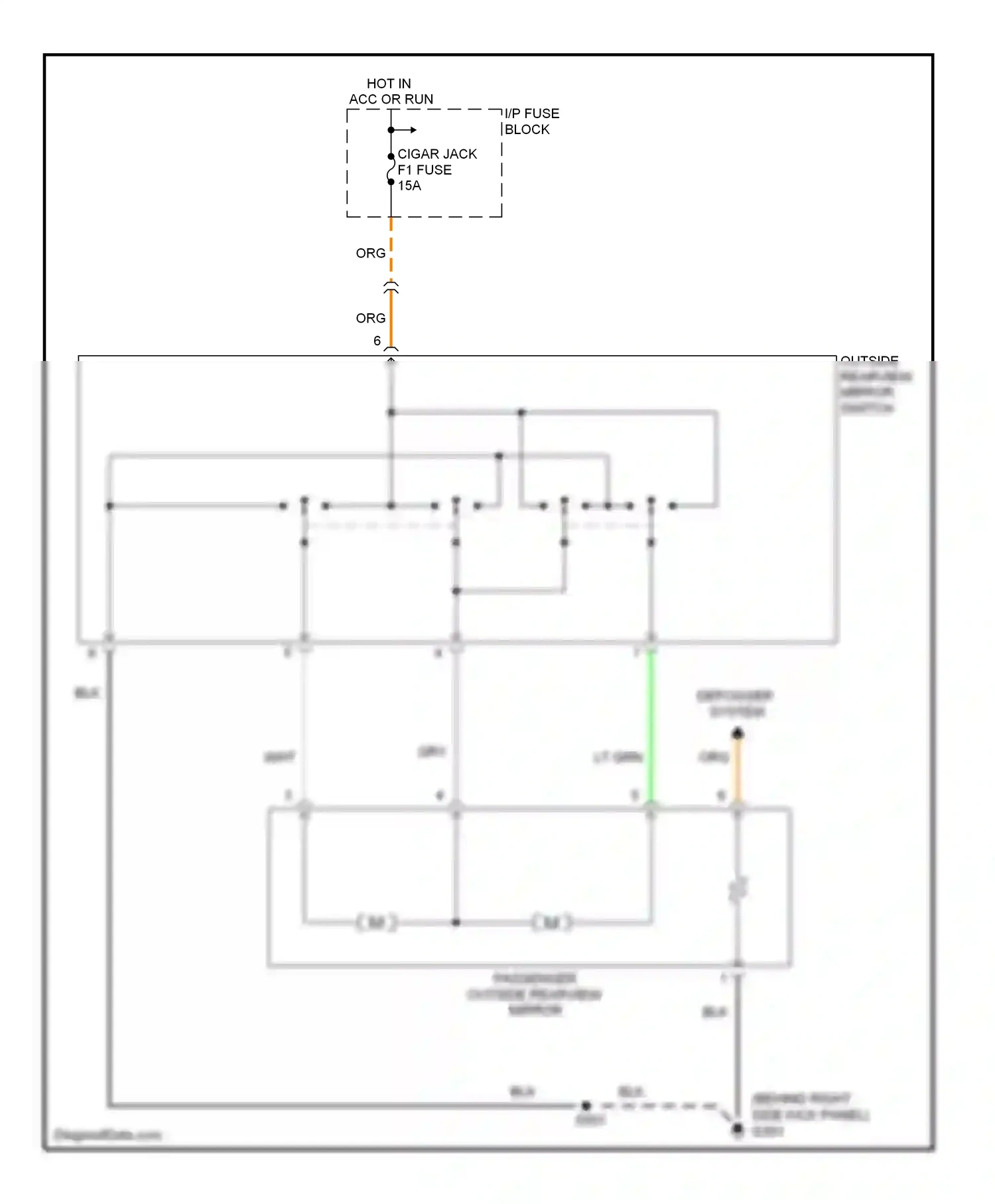 Wiring diagram cigar jack for Chevrolet Aveo I (2003-2008) (2 of 2)
