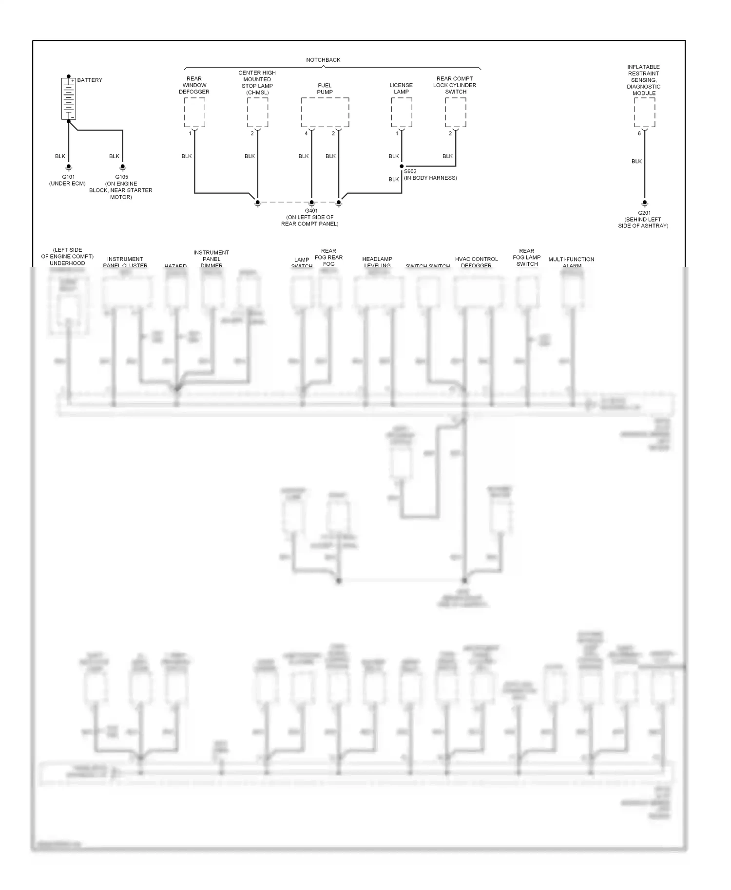 Wiring diagram cigar lighter for Chevrolet Aveo I (2003-2008) (1 of 2)