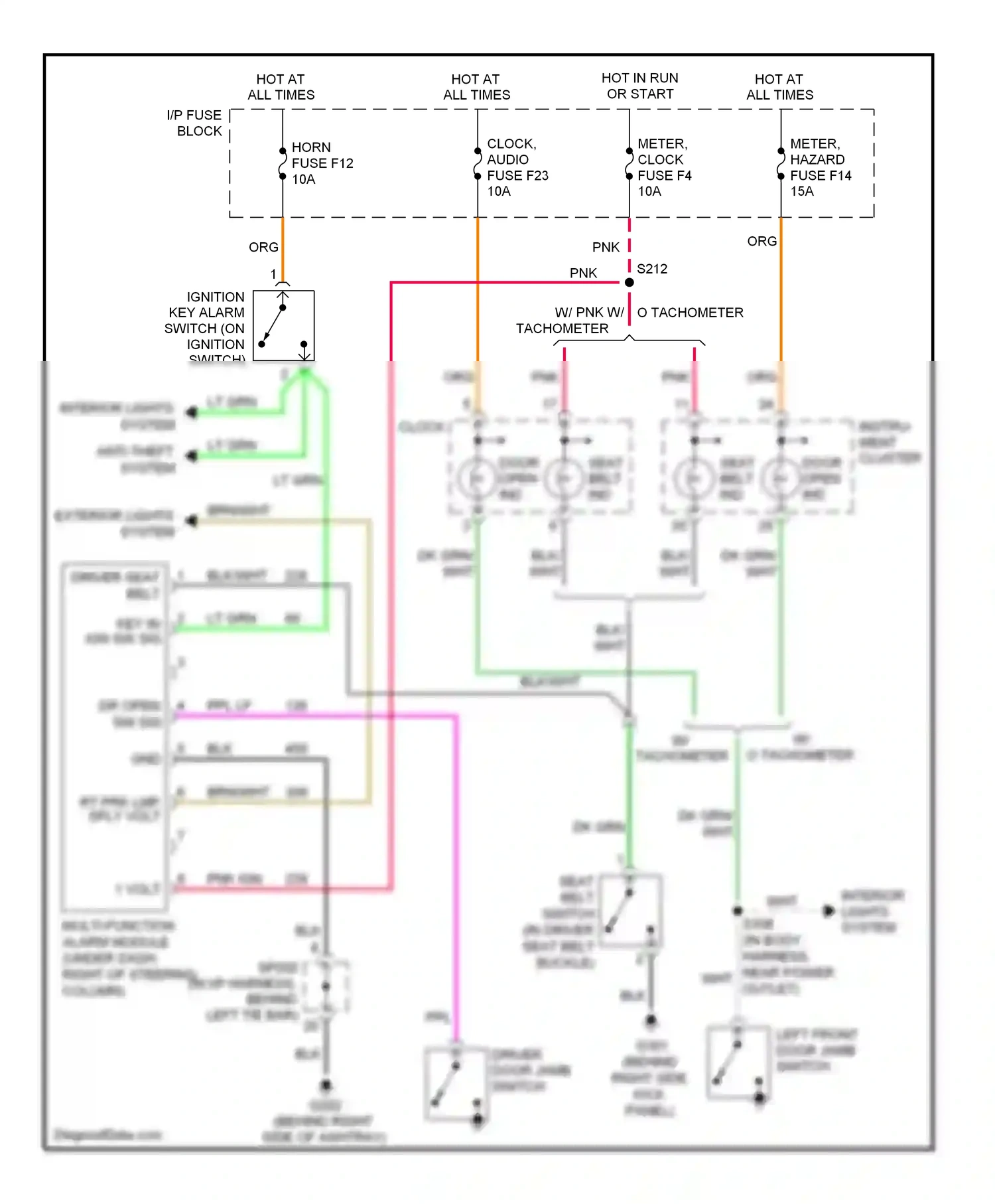 Chevrolet Aveo I (2003-2008) meter, hazard wiring diagram  (3 of 3)