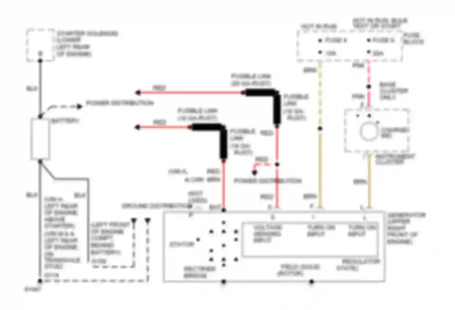 Wiring diagram hot in run, bulb test or start for Chevrolet Beretta I (1987-1996) (11 of 20)