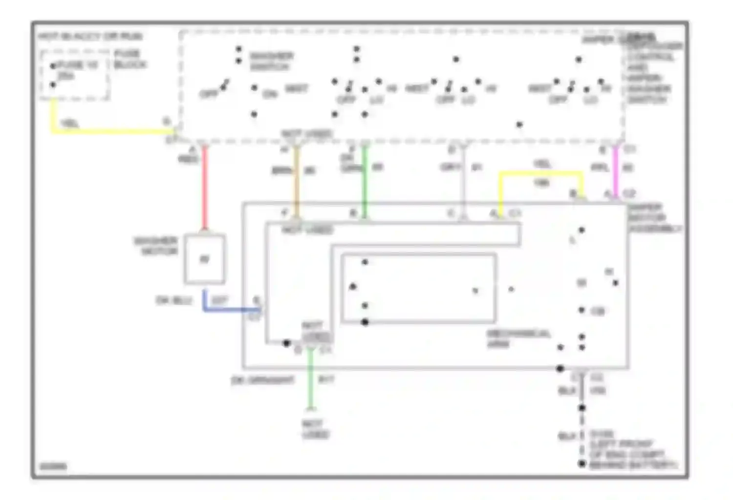 Wiring diagram rear defogger control and wiper/ washer switch wiper switch for Chevrolet Beretta I (1987-1996) (1 of 1)