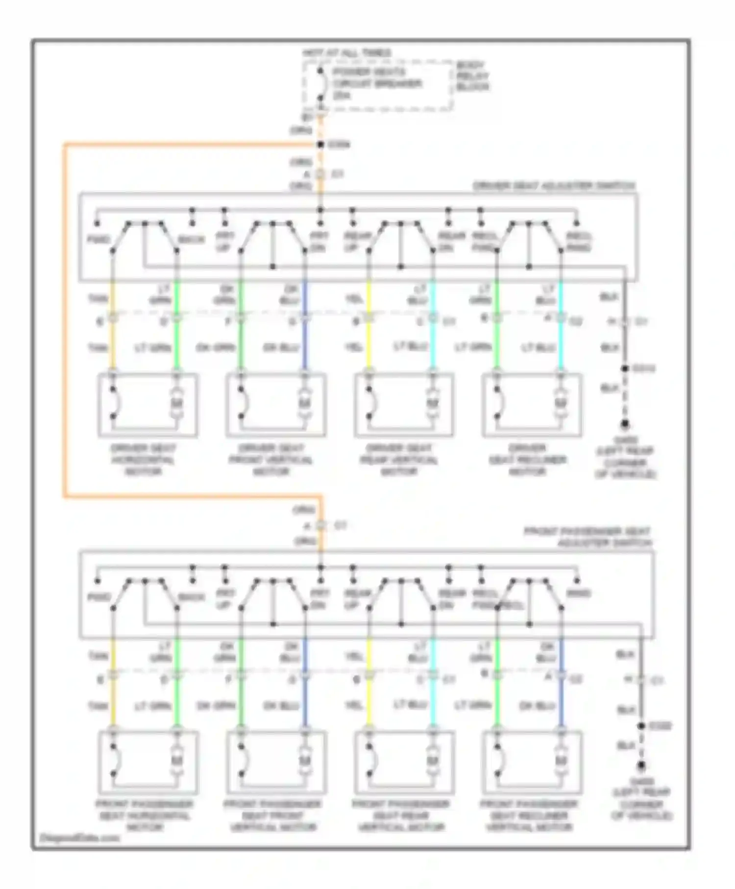 Wiring diagram front passenger seat adjuster switch for Chevrolet Blazer S15 facelift (1998-2005) (2 of 3)