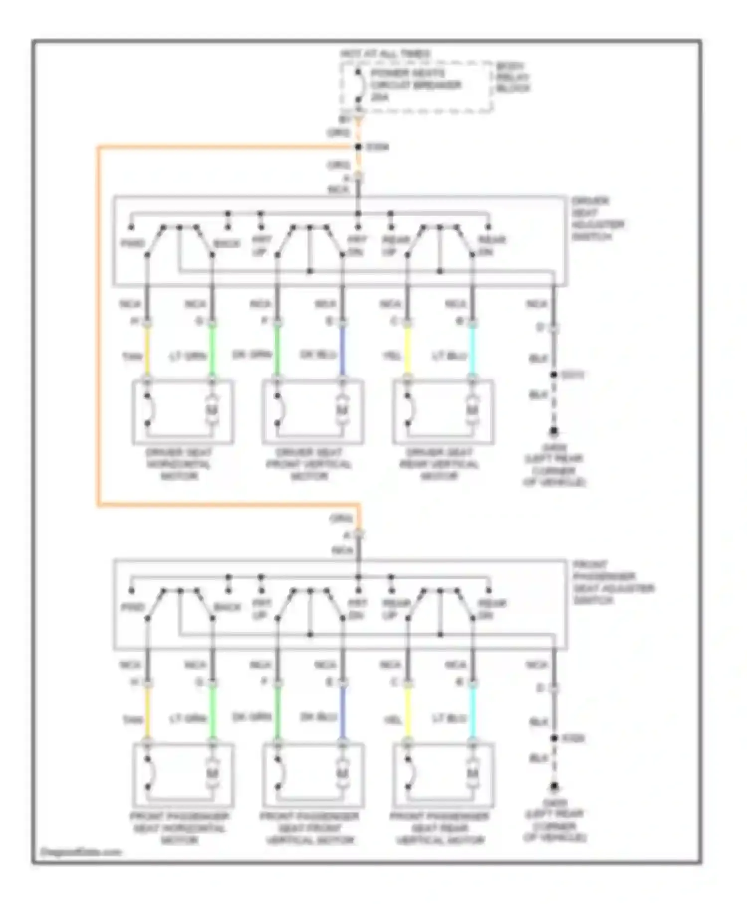 Wiring diagram front passenger seat horizontal motor for Chevrolet Blazer S15 facelift (1998-2005) (1 of 2)