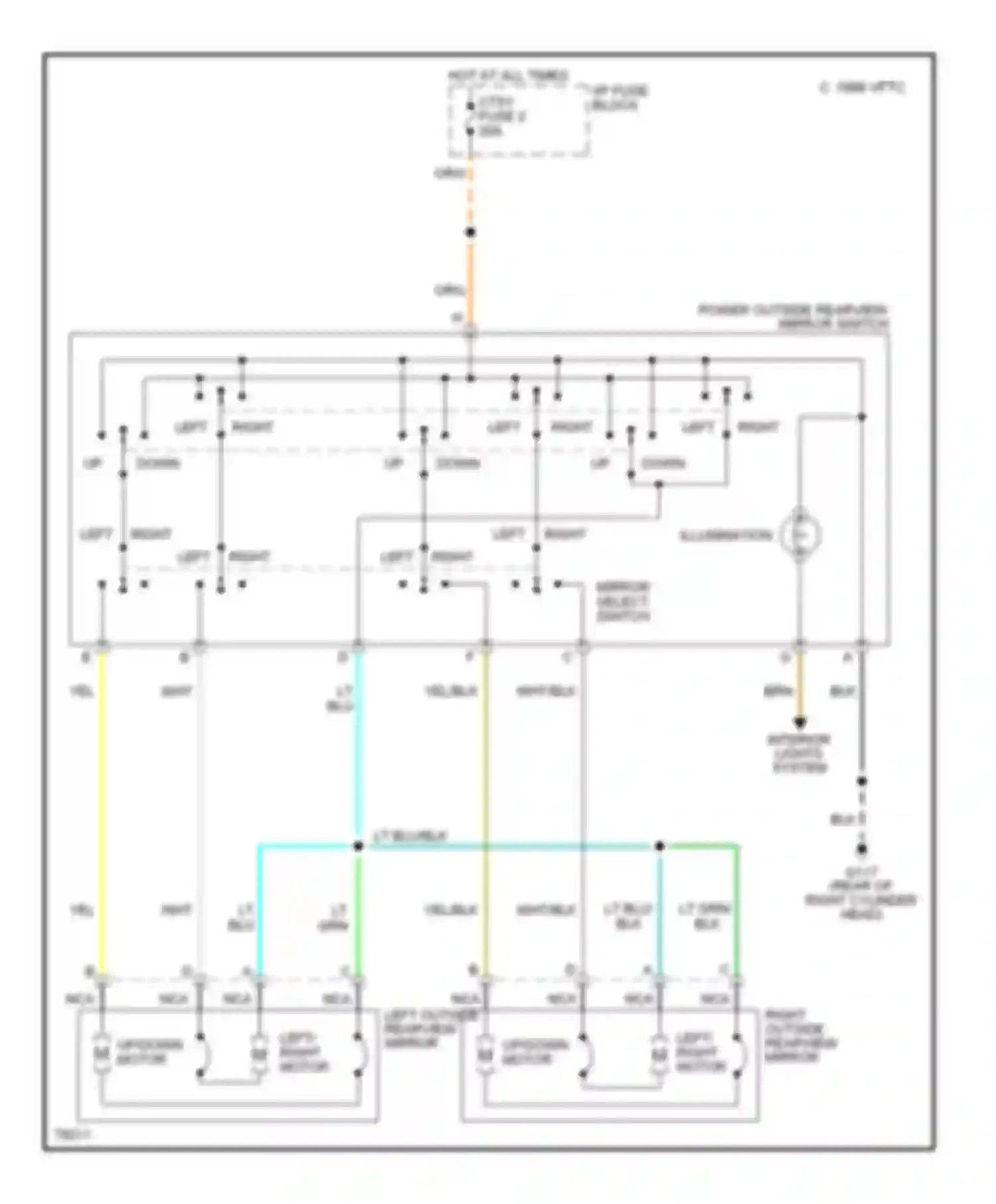 Blazer Chevrolet S15 (1994-1998): Power mirror circuit