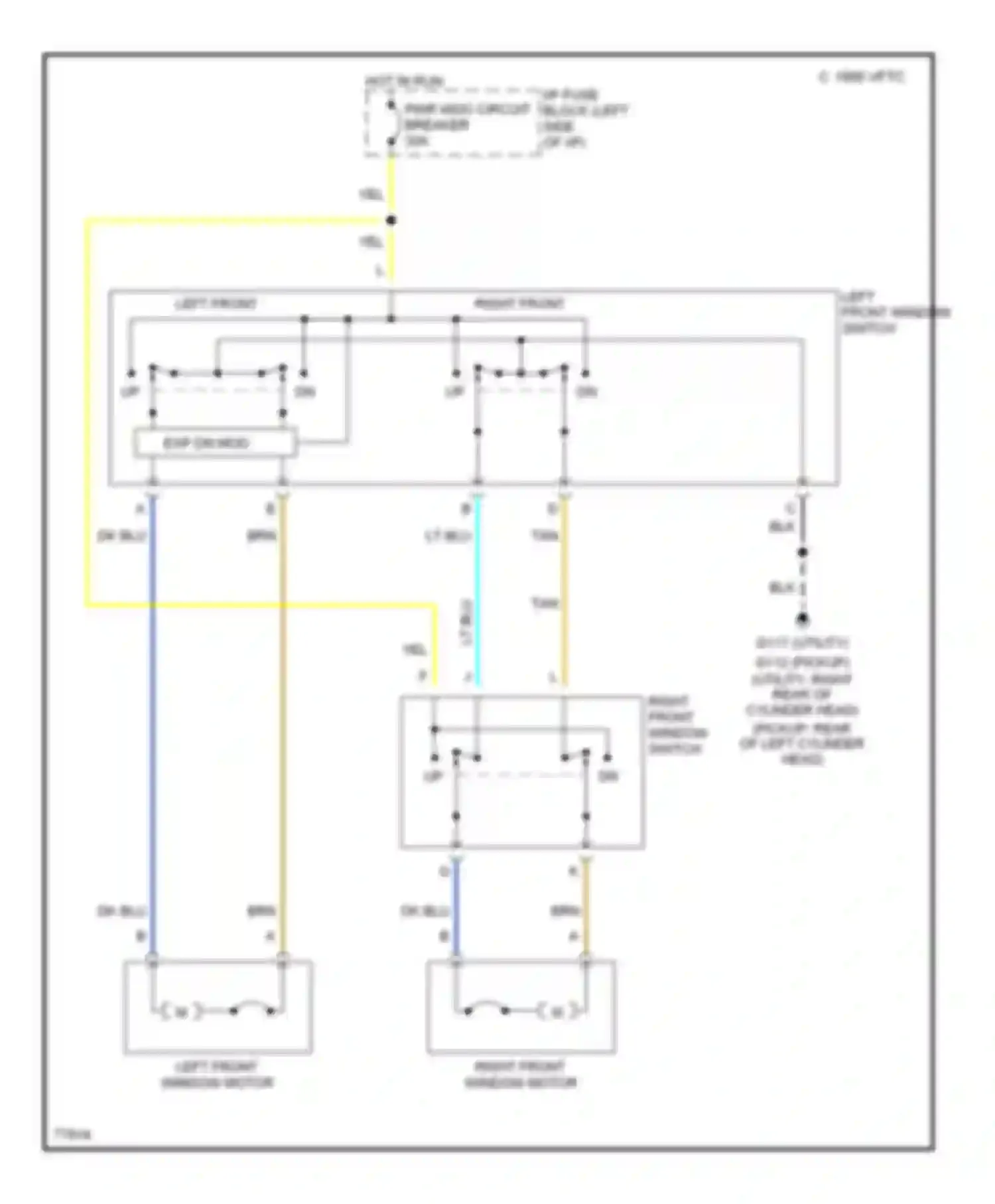 Blazer Chevrolet S15 (1994-1998): Power window circuit, 2 door