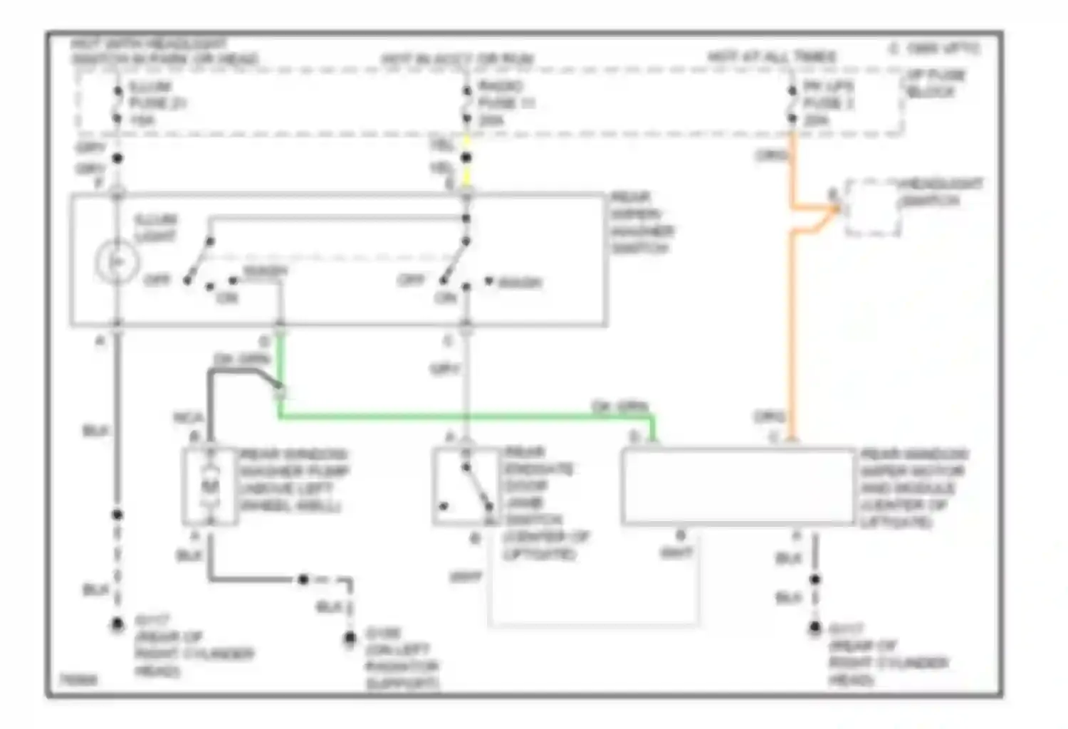 Blazer Chevrolet S15 (1994-1998): Rear washer/wiper circuit