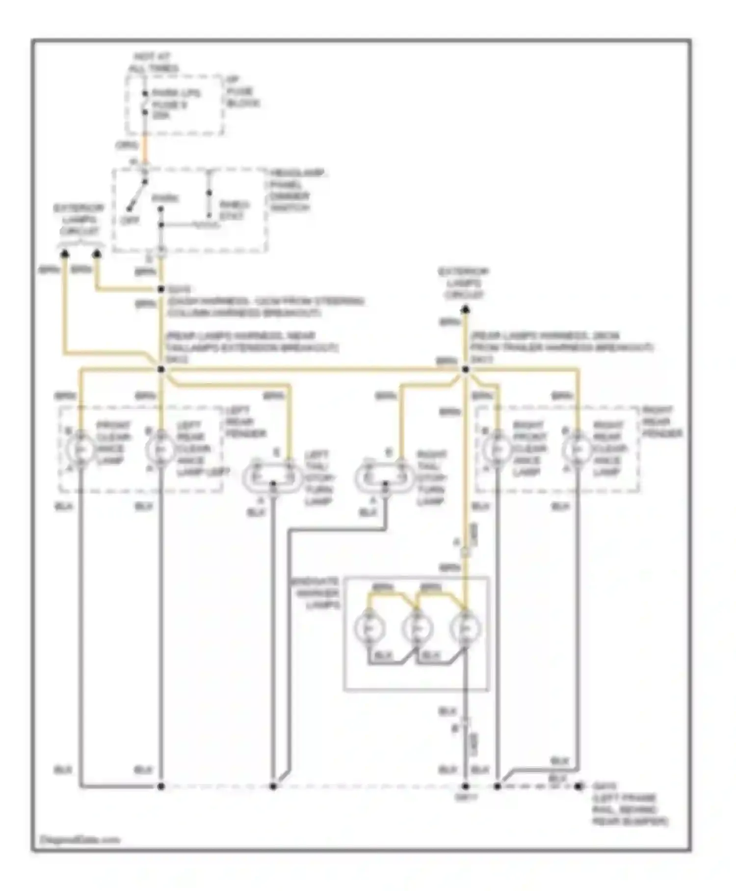 Cab & Chassis C3500 Chevrolet  (1989-2000): Rear clearance lamps circuit, with dual rear wheels