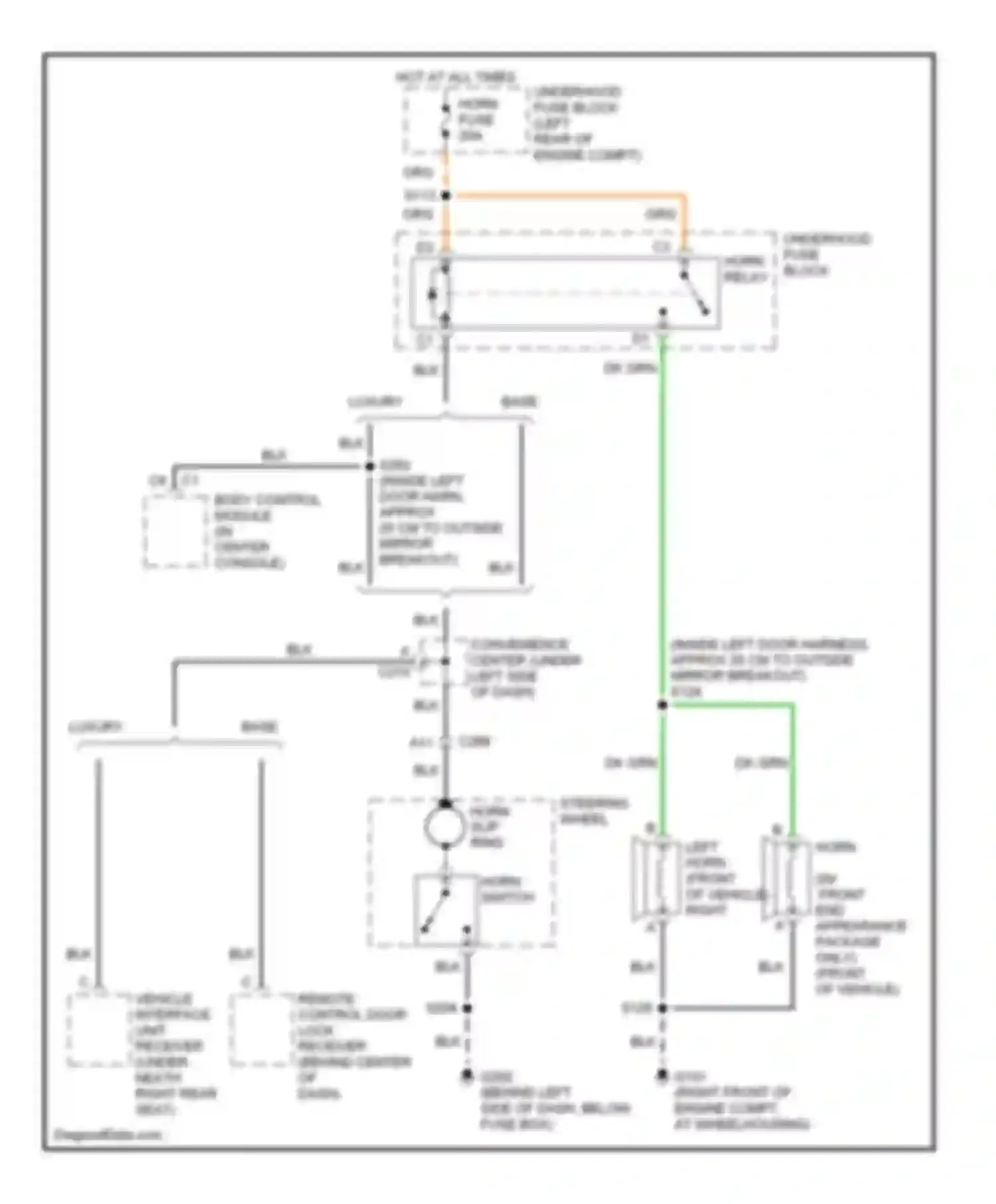 Wiring diagram (inside left door harn, approx 25 cm to outside mirror breakout for Chevrolet Cab & Chassis C3500  (1989-2000) (1 of 1)
