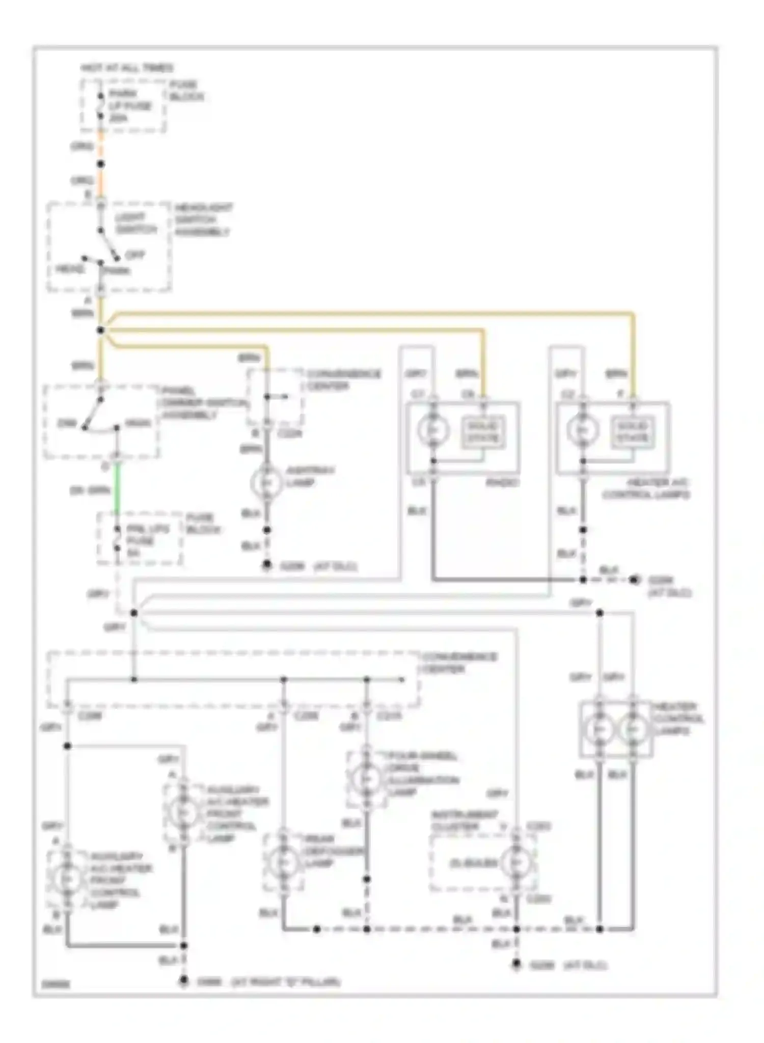 Wiring diagram light switch for Chevrolet Cab & Chassis C3500  (1989-2000) (1 of 1)