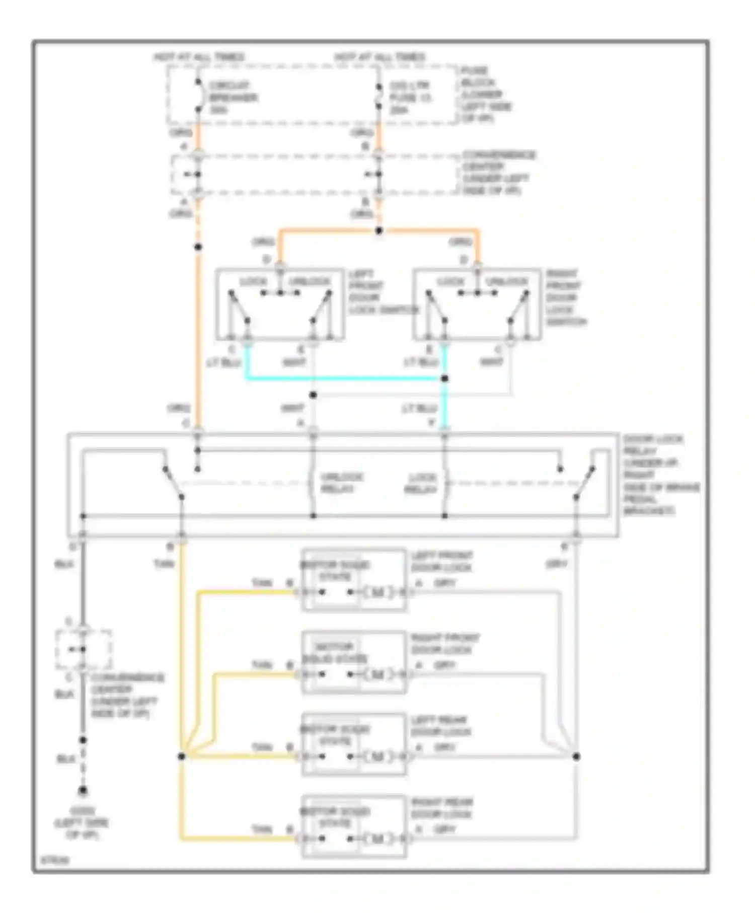 Wiring diagram right front door lock switch for Chevrolet Cab & Chassis C3500  (1989-2000) (2 of 12)