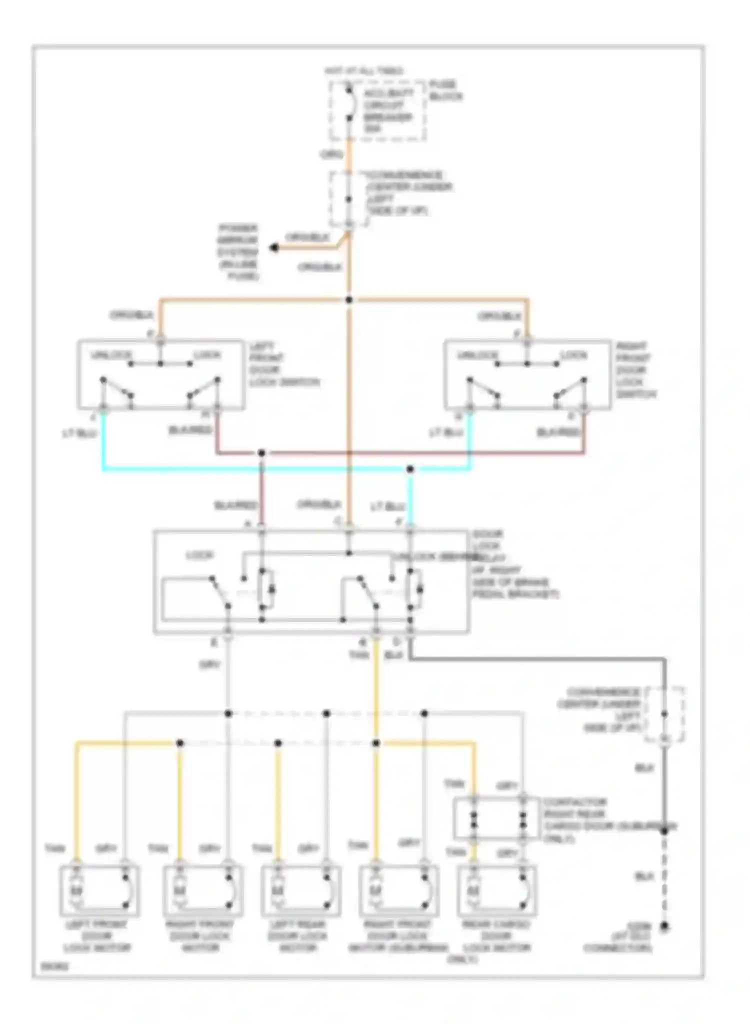 Wiring diagram right front door lock switch for Chevrolet Cab & Chassis K2500  (1989-2000) (4 of 12)