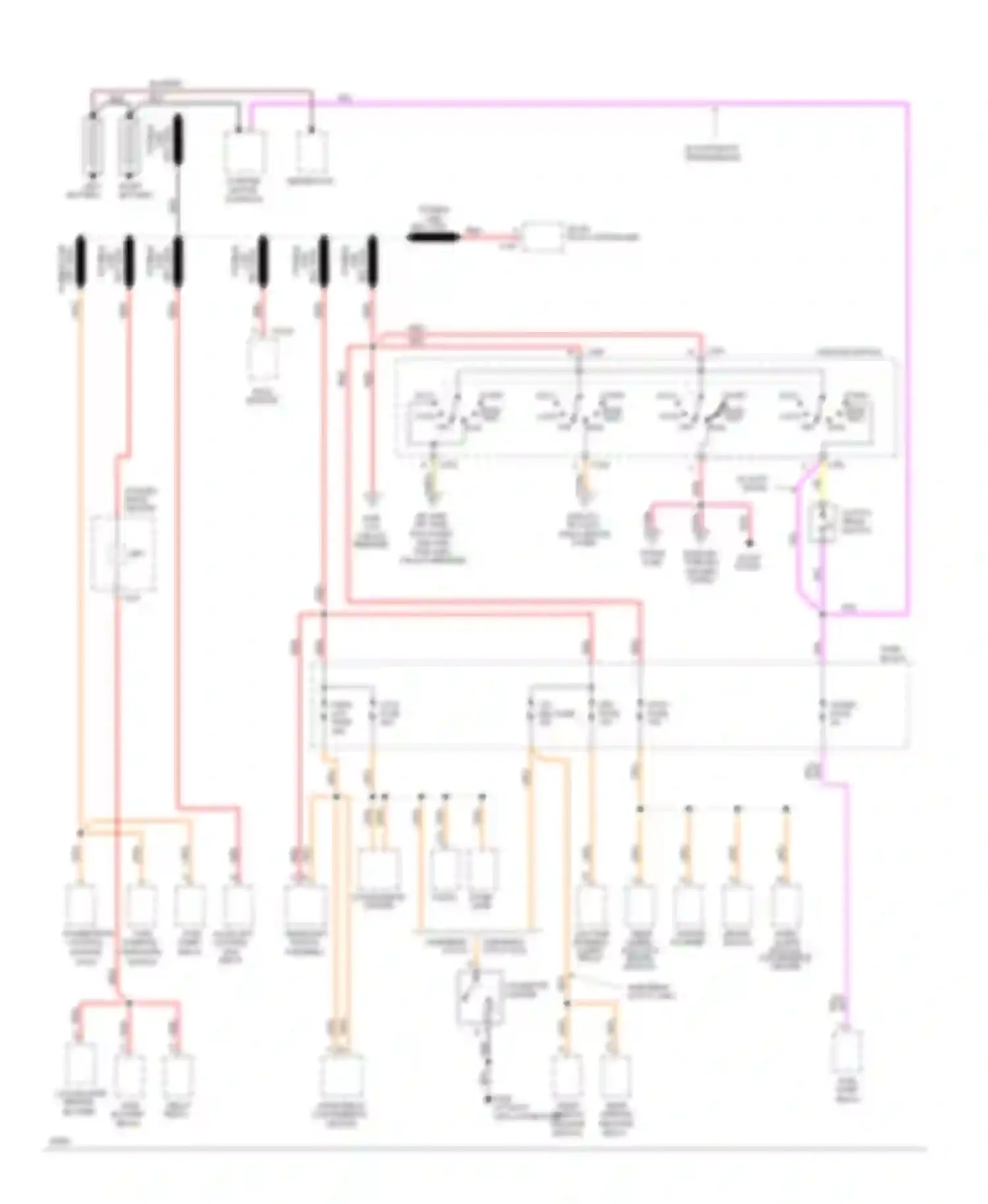 Wiring diagram rr wpr, frt wpr, rdo fuses and and pwr wdo circuit breaker for Chevrolet Cab & Chassis K2500  (1989-2000) (1 of 2)