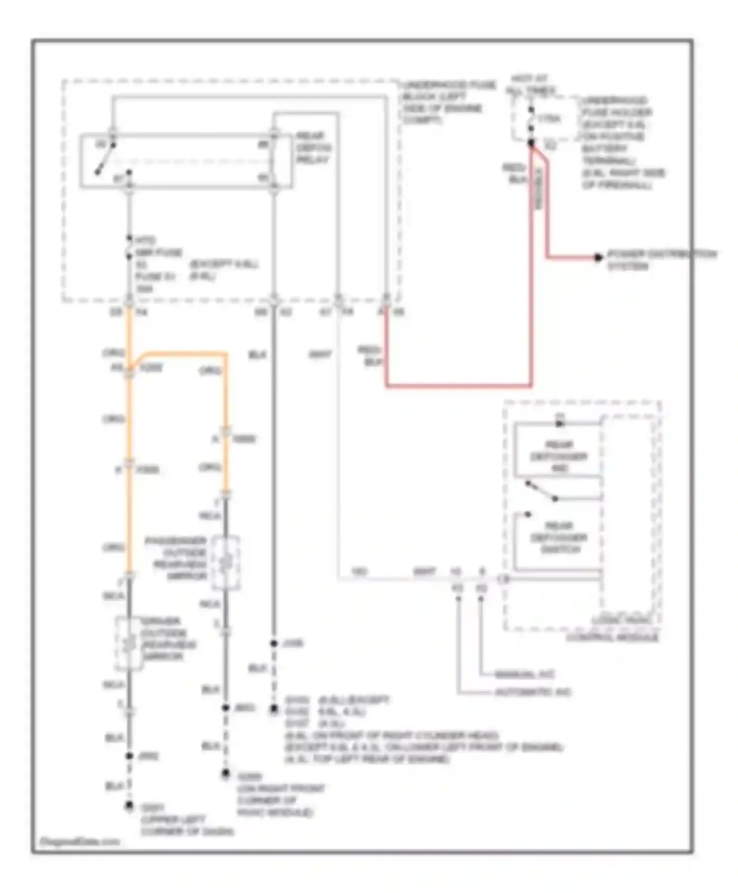 Cab & Chassis Silverado 3500 HD Chevrolet  (2008-2011): Heated mirrors circuit, without power folding mirror