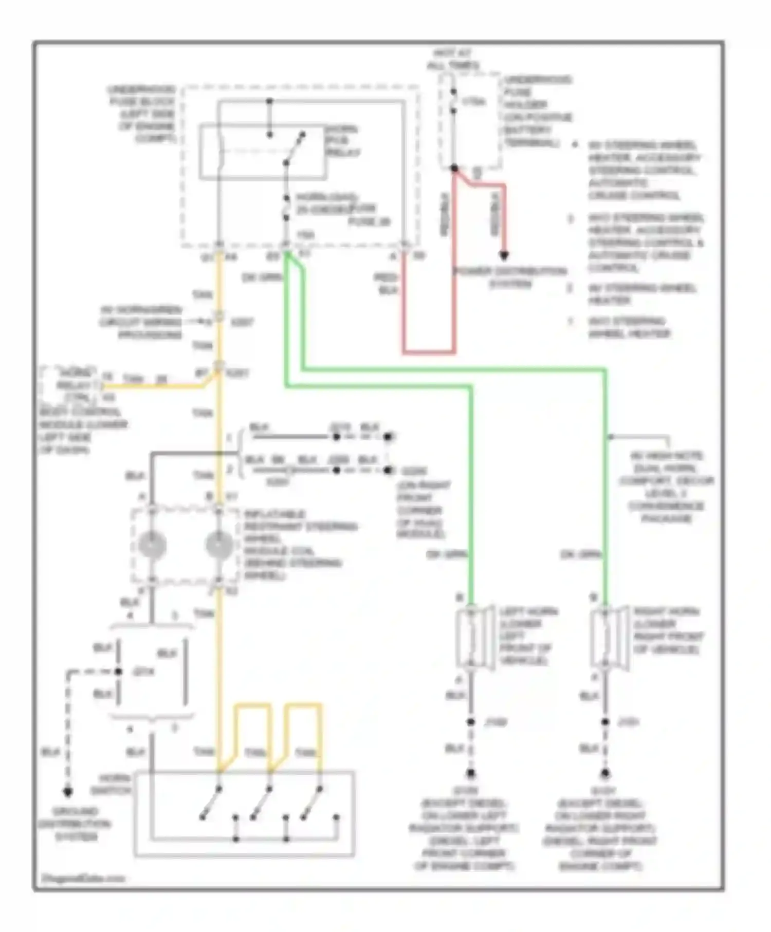 Cab & Chassis Silverado 3500 HD Chevrolet  (2008-2011): Horn circuit