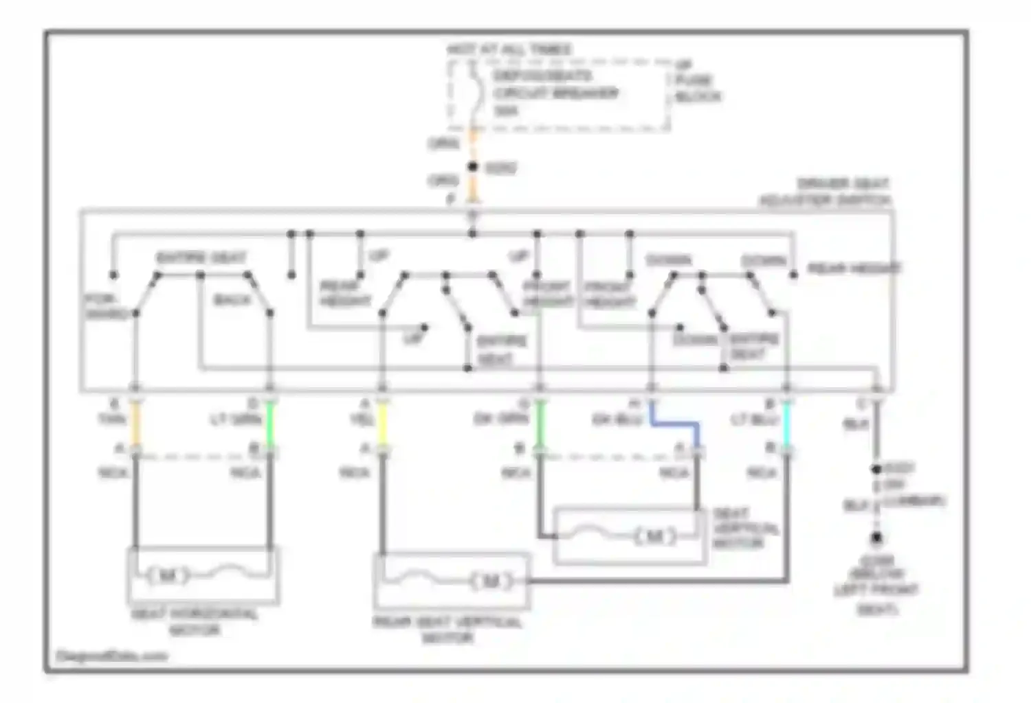 Camaro Chevrolet IV facelift (1998-2002): 6-way power seat circuit