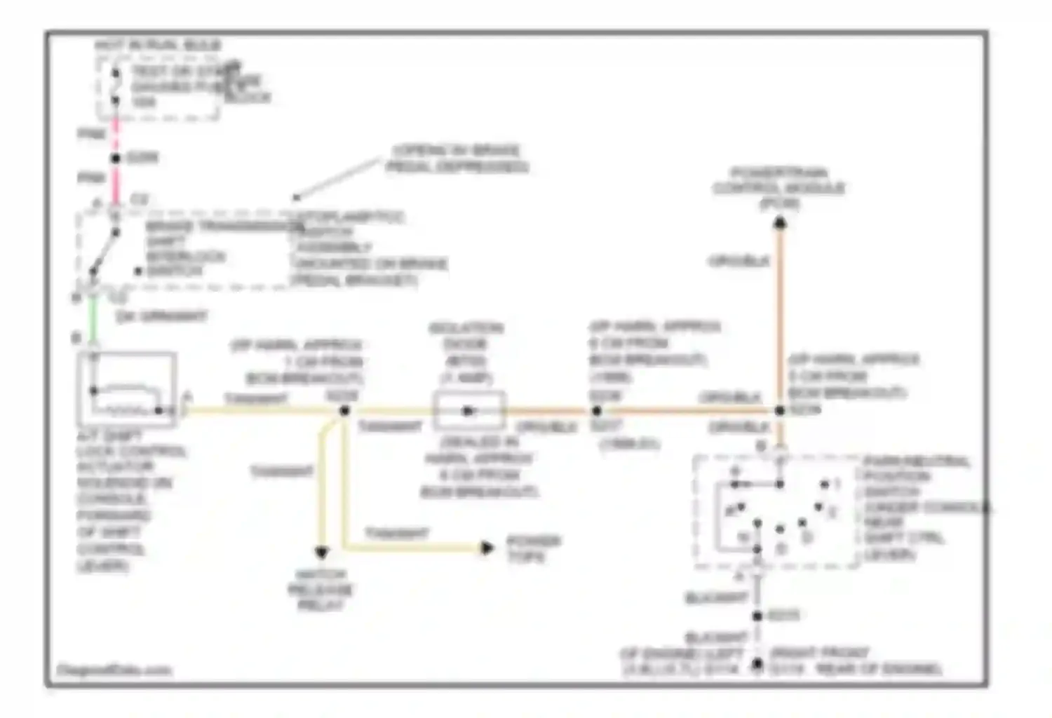 Wiring diagram brake transmission shift interlock switch for Chevrolet Camaro IV facelift (1998-2002) (1 of 1)