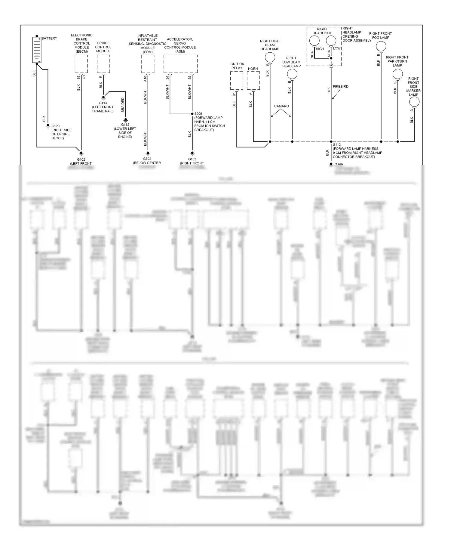 Chevrolet Camaro IV facelift (1998-2002) second gear wiring diagram  (1 of 2)