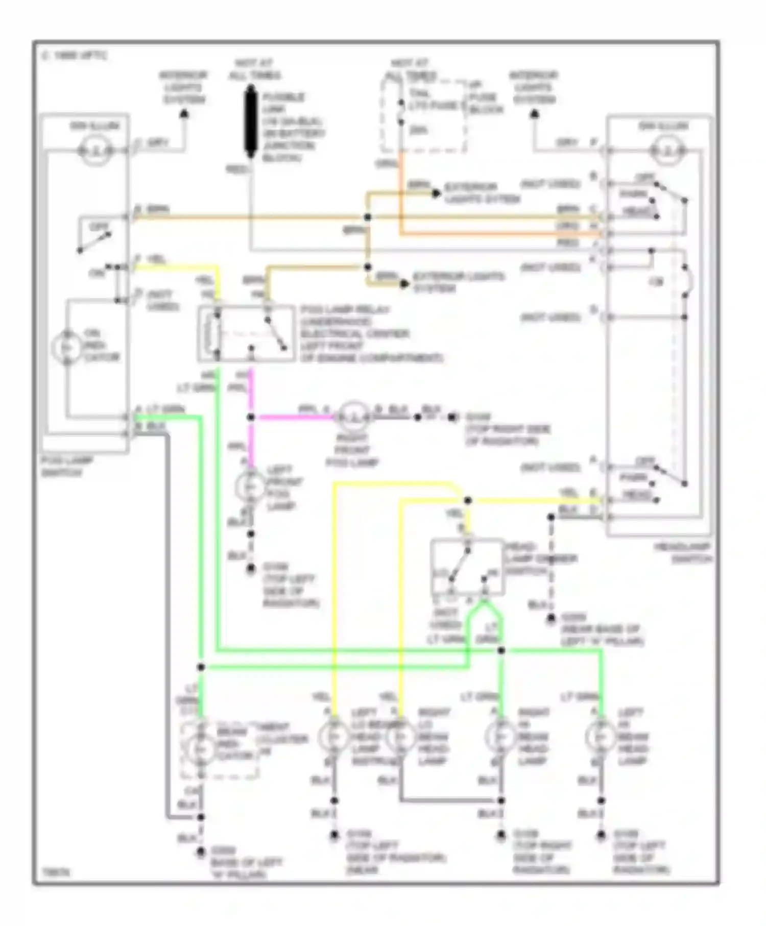 Camaro Chevrolet IV (1992-1998): Headlight circuit, without drl
