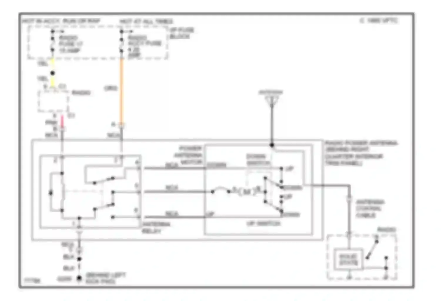 Camaro Chevrolet IV (1992-1998): Power antenna circuit